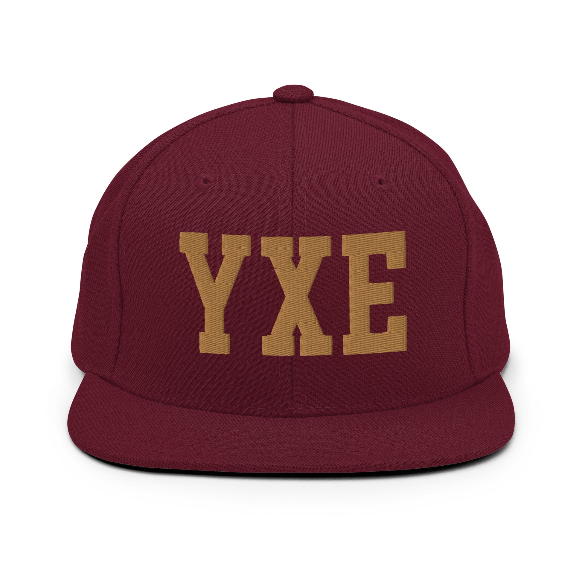 College-Style Classic Snapback Hat • Old Gold • YXE Saskatoon • YHM Designs - Image 10