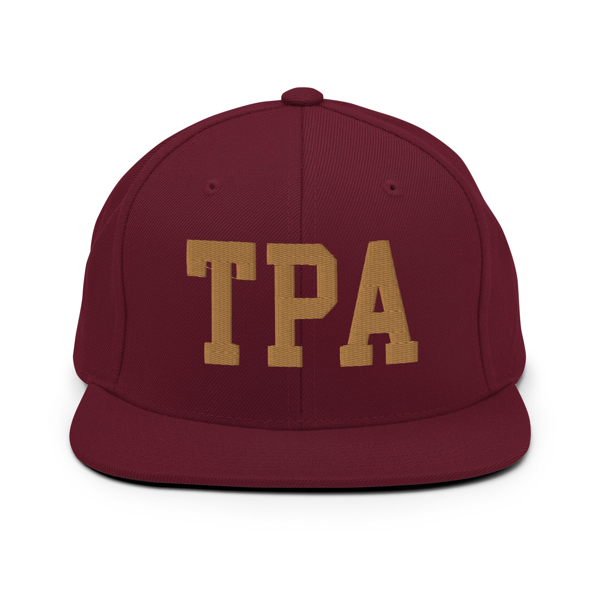 College-Style Classic Snapback Hat • Old Gold • TPA Tampa • YHM Designs - Image 10