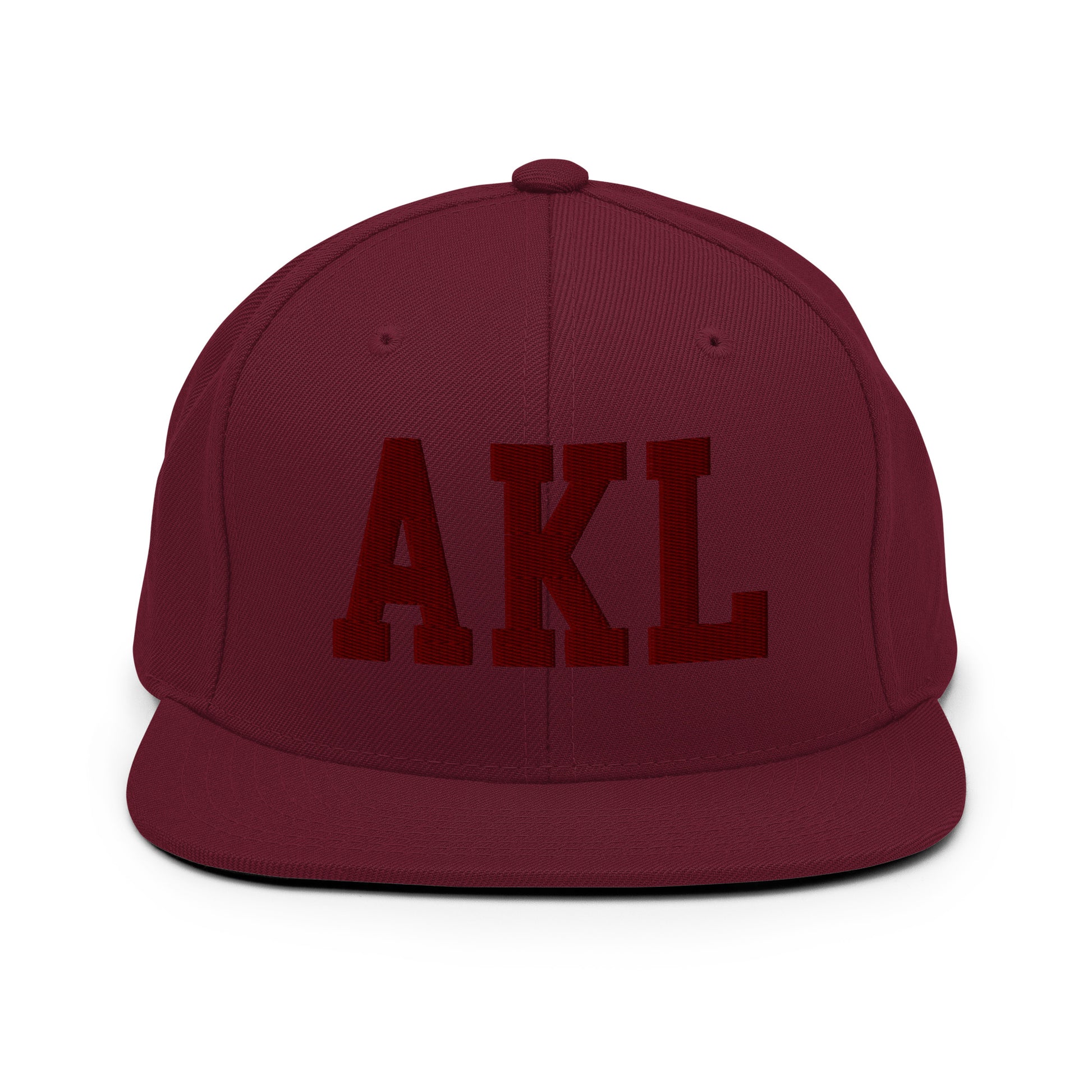 College-Style Snapback Hat • Maroon Embroidery • AKL Auckland • YHM Designs - Image 07