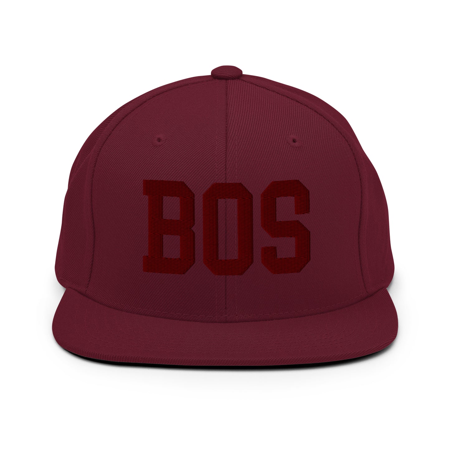 College-Style Snapback Hat • Maroon Embroidery • BOS Boston • YHM Designs - Image 07