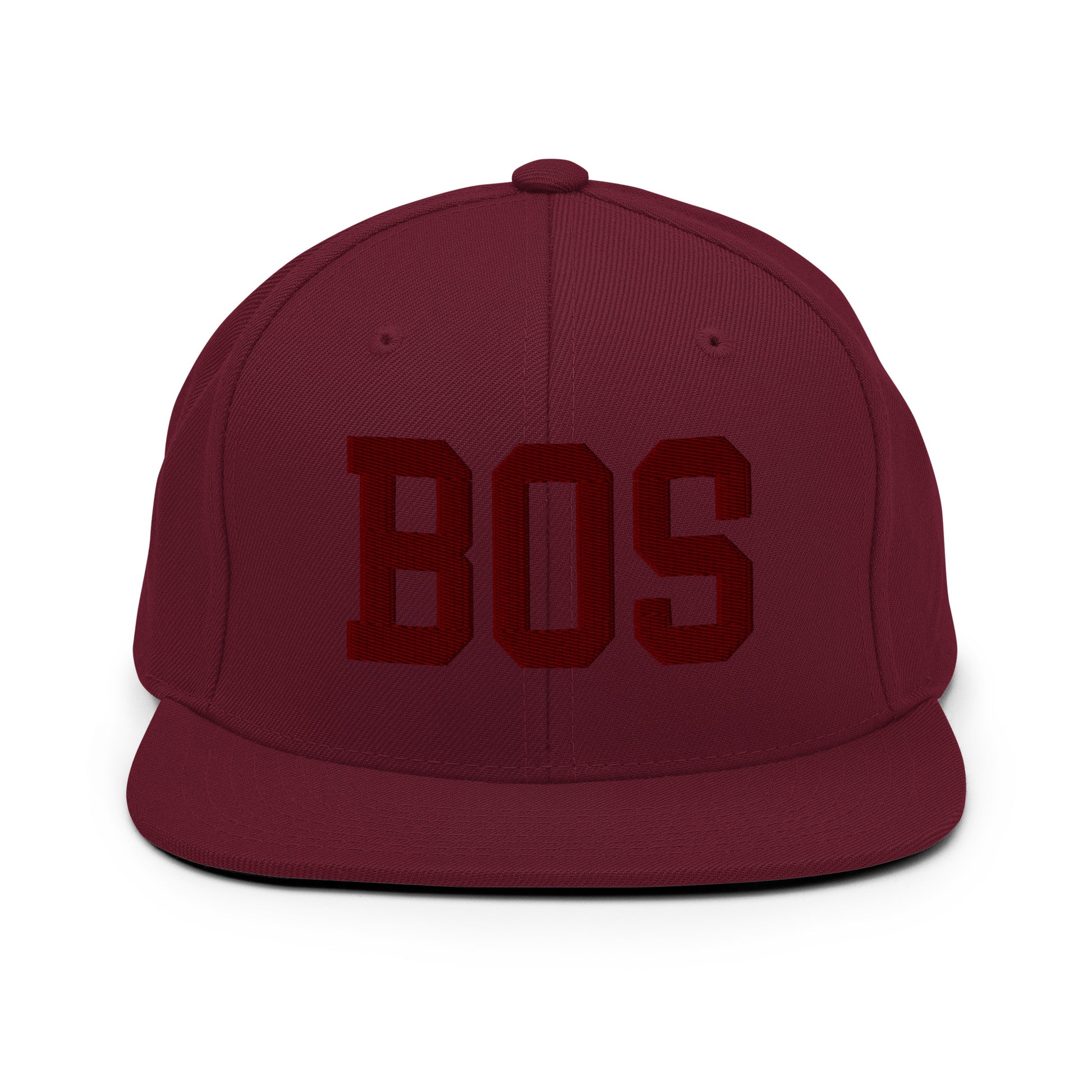 College-Style Snapback Hat • Maroon Embroidery • BOS Boston • YHM Designs - Image 07