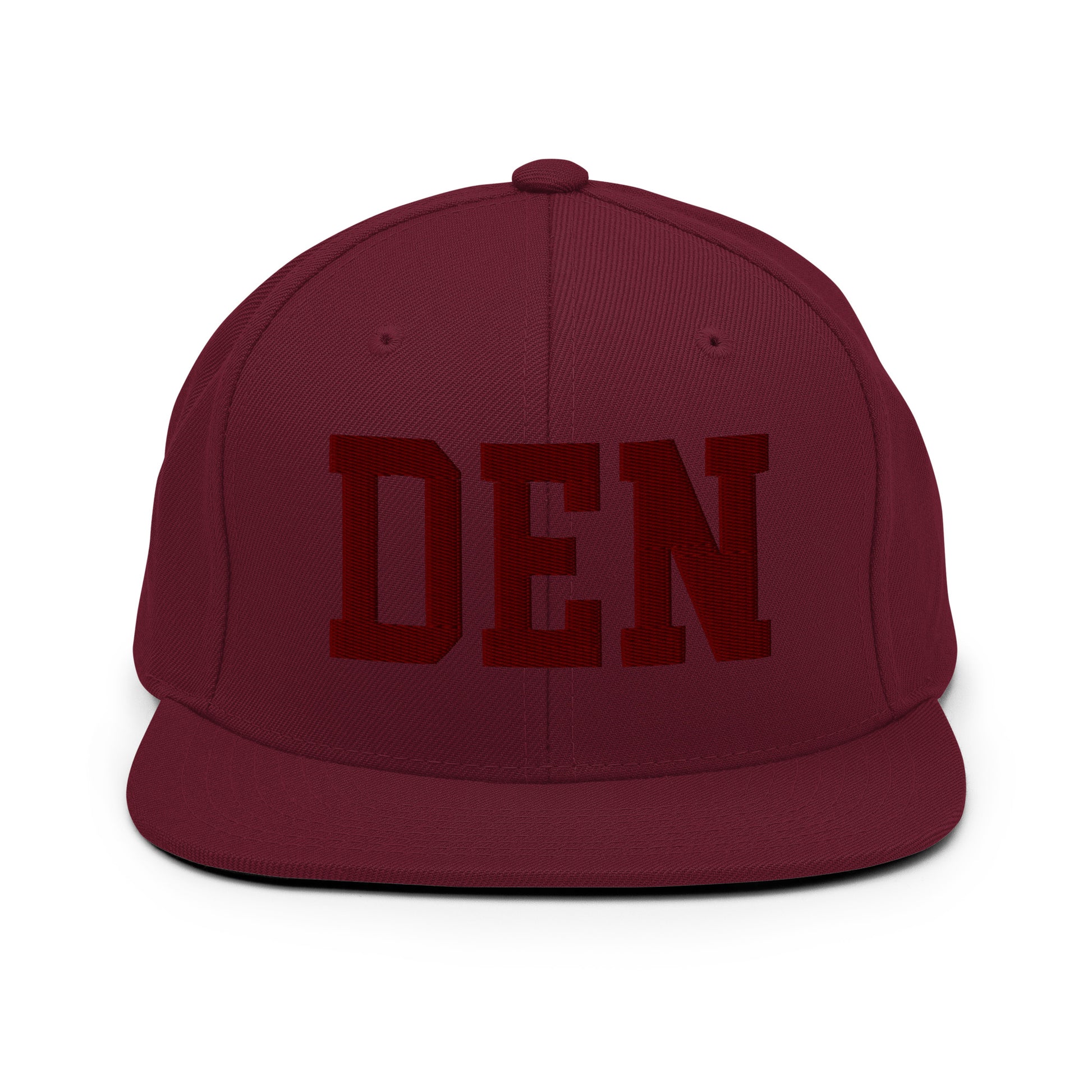 College-Style Snapback Hat • Maroon Embroidery • DEN Denver • YHM Designs - Image 07