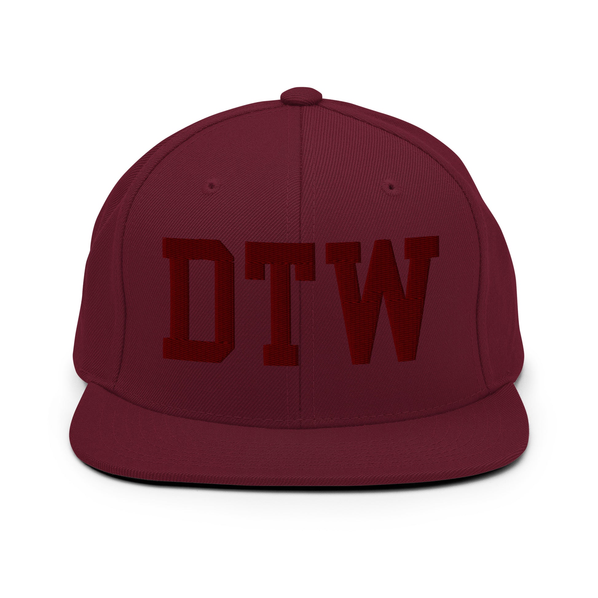 College-Style Snapback Hat • Maroon Embroidery • DTW Detroit • YHM Designs - Image 07