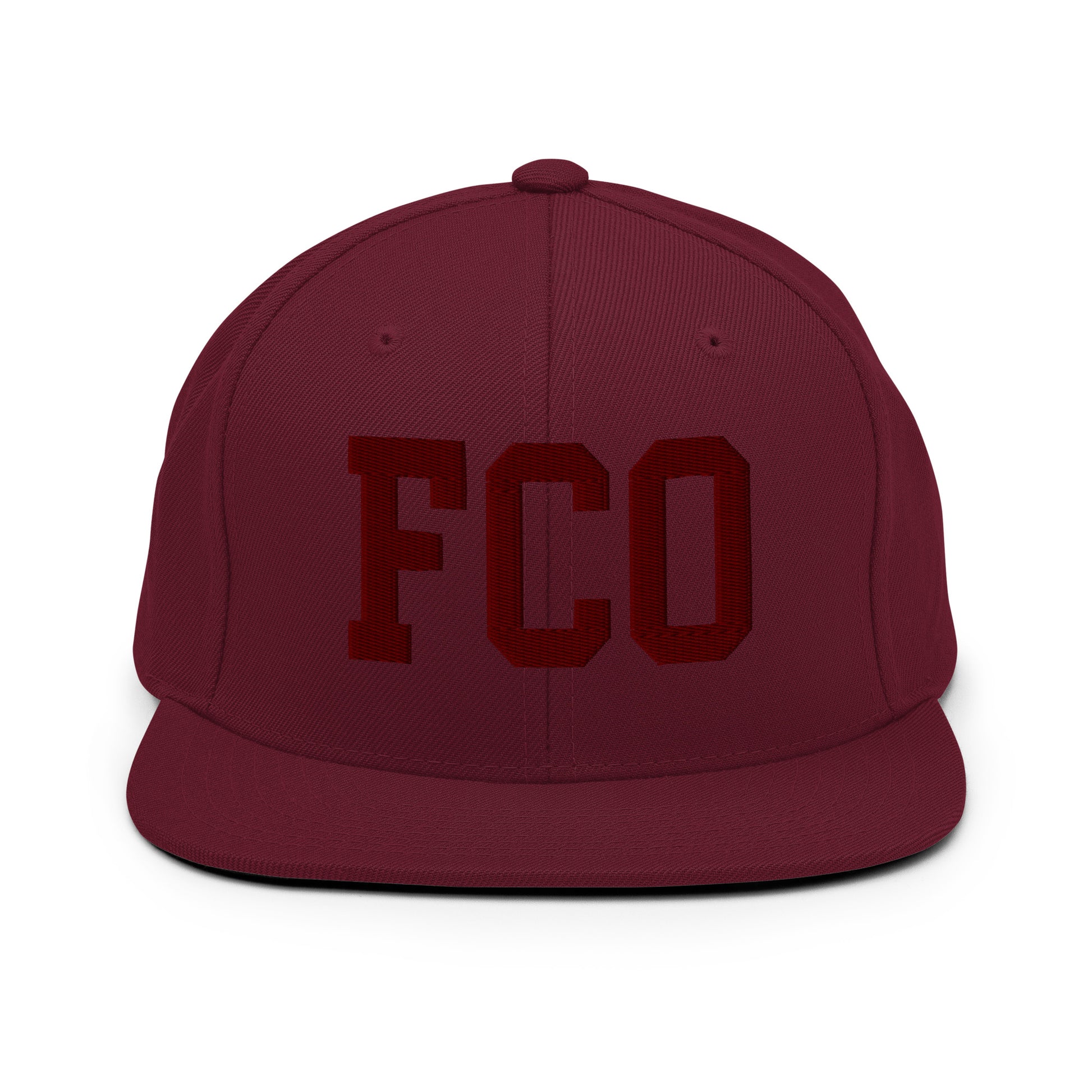 College-Style Snapback Hat • Maroon Embroidery • FCO Rome • YHM Designs - Image 07