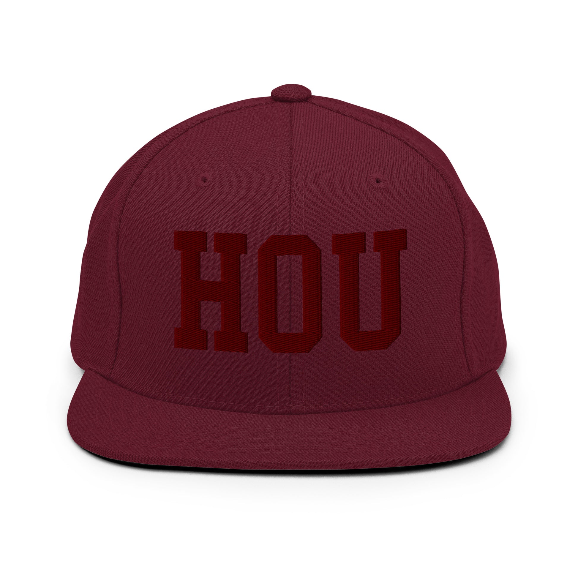College-Style Snapback Hat • Maroon Embroidery • HOU Houston • YHM Designs - Image 07