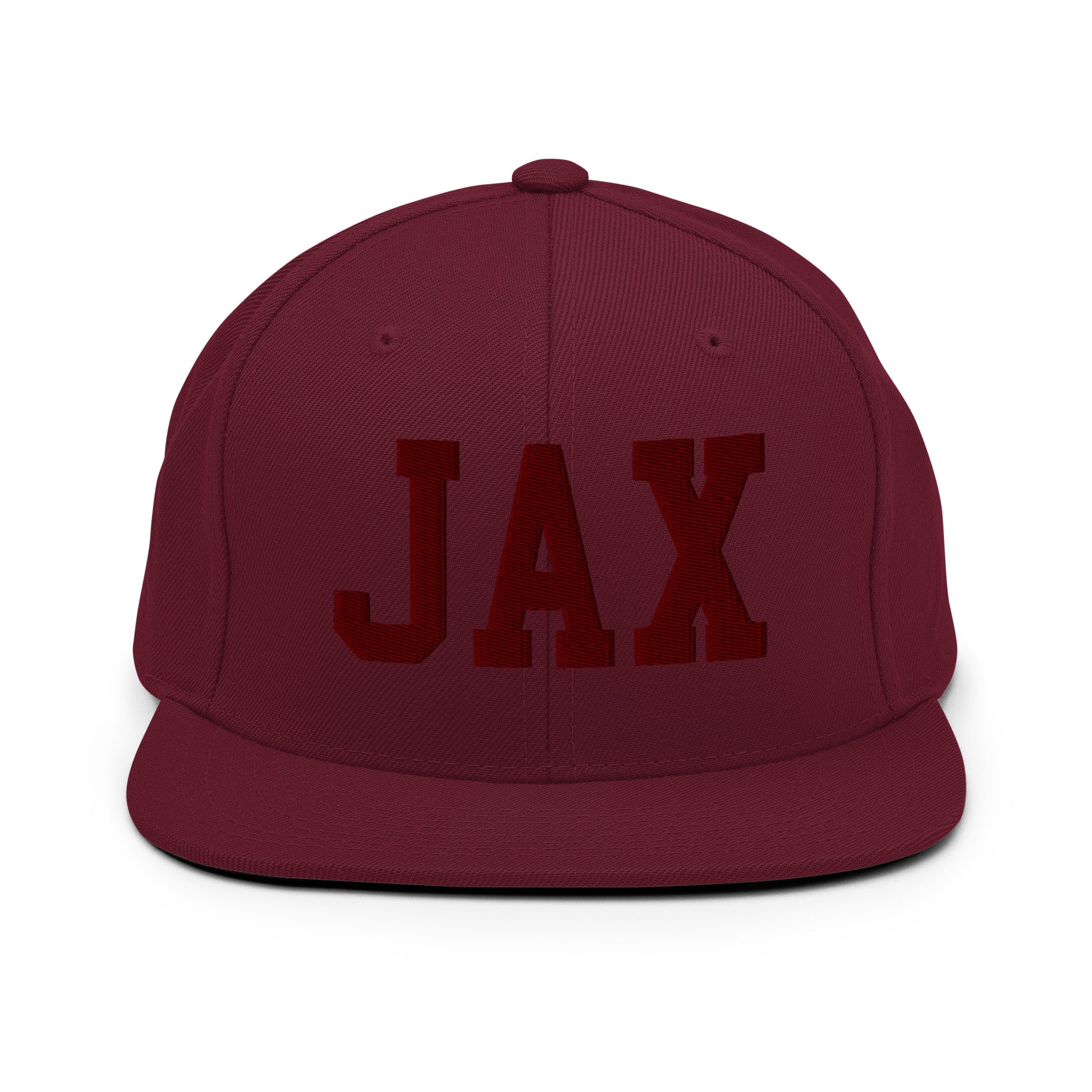College-Style Snapback Hat • Maroon Embroidery • JAX Jacksonville • YHM Designs - Image 07