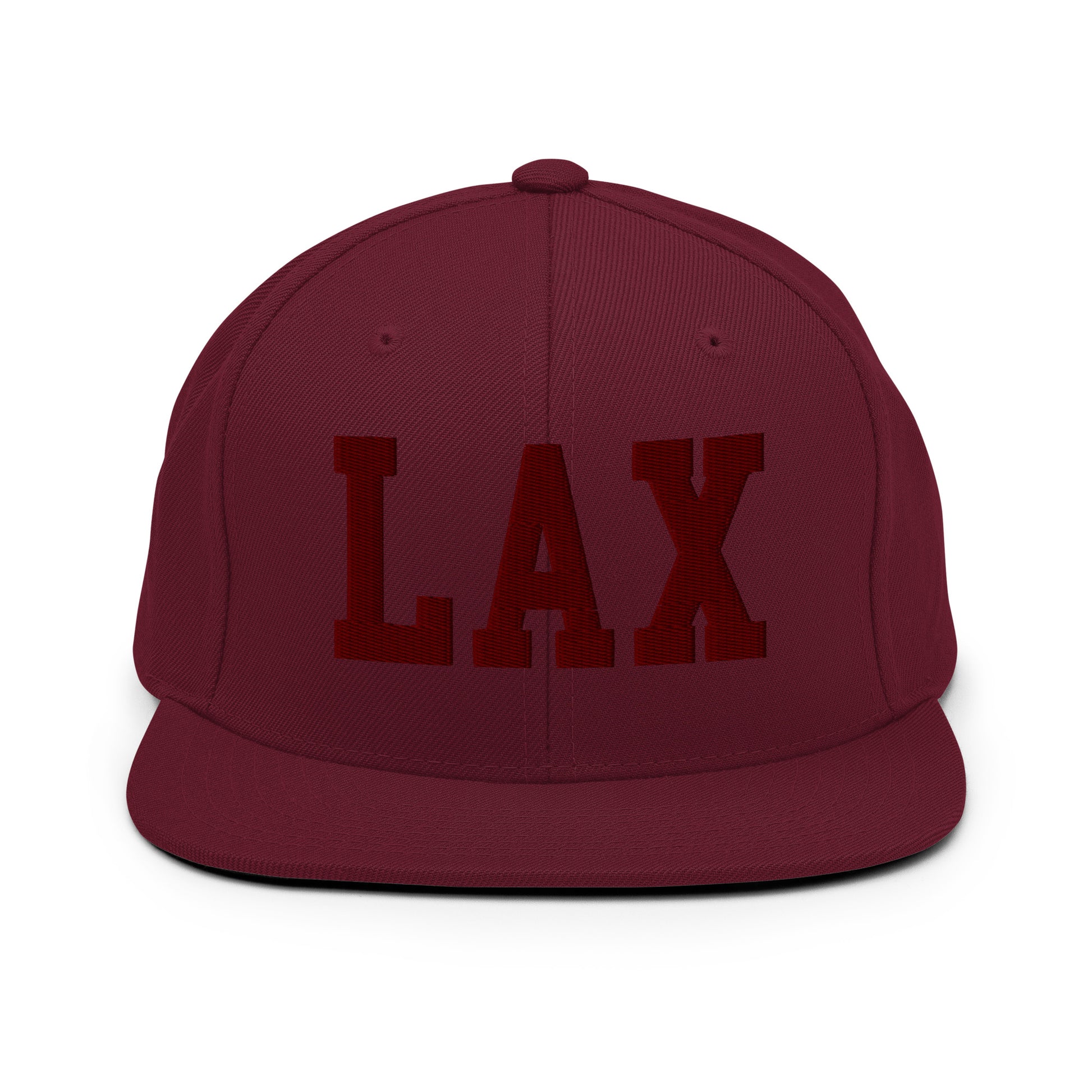 College-Style Snapback Hat • Maroon Embroidery • LAX Los Angeles • YHM Designs - Image 07