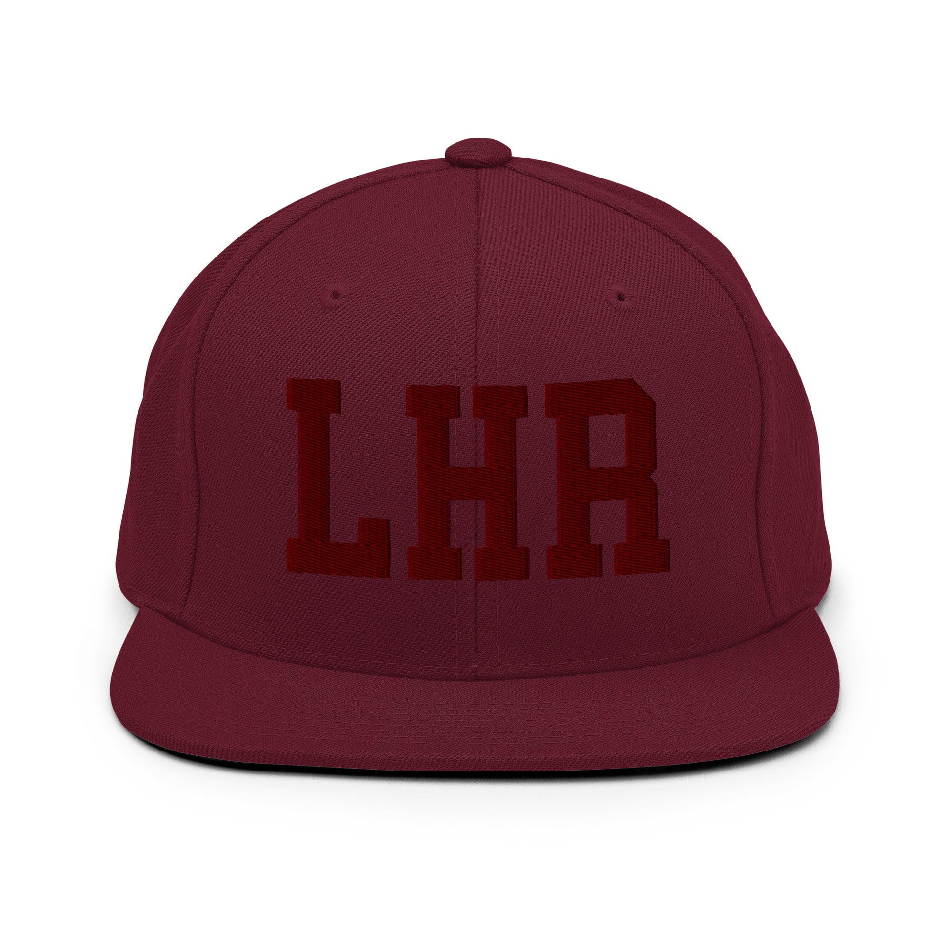 College-Style Snapback Hat • Maroon Embroidery • LHR London • YHM Designs - Image 07
