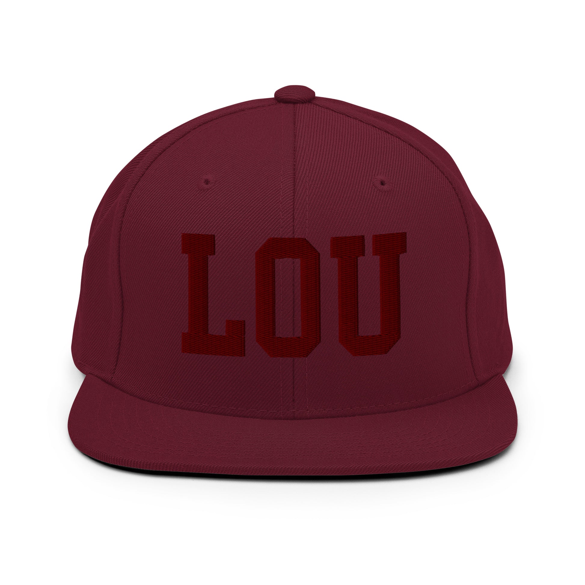 College-Style Snapback Hat • Maroon Embroidery • LOU Louisville • YHM Designs - Image 07