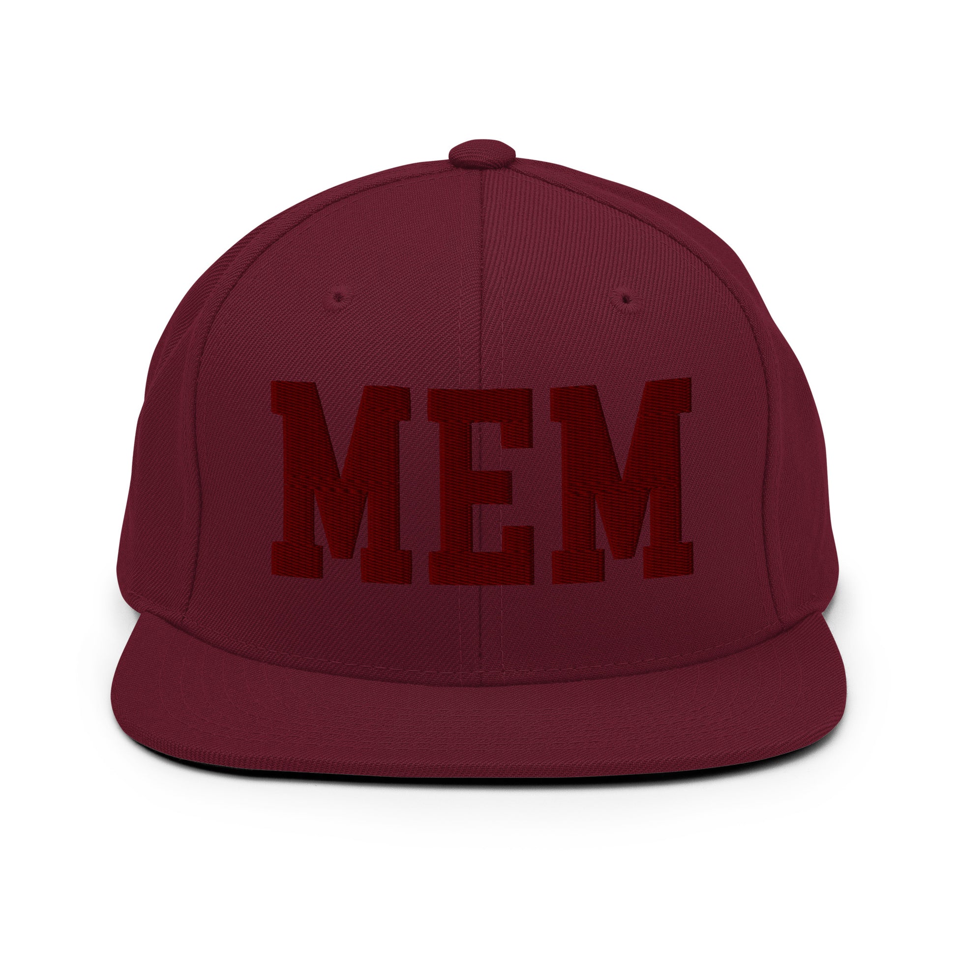 College-Style Snapback Hat • Maroon Embroidery • MEM Memphis • YHM Designs - Image 07