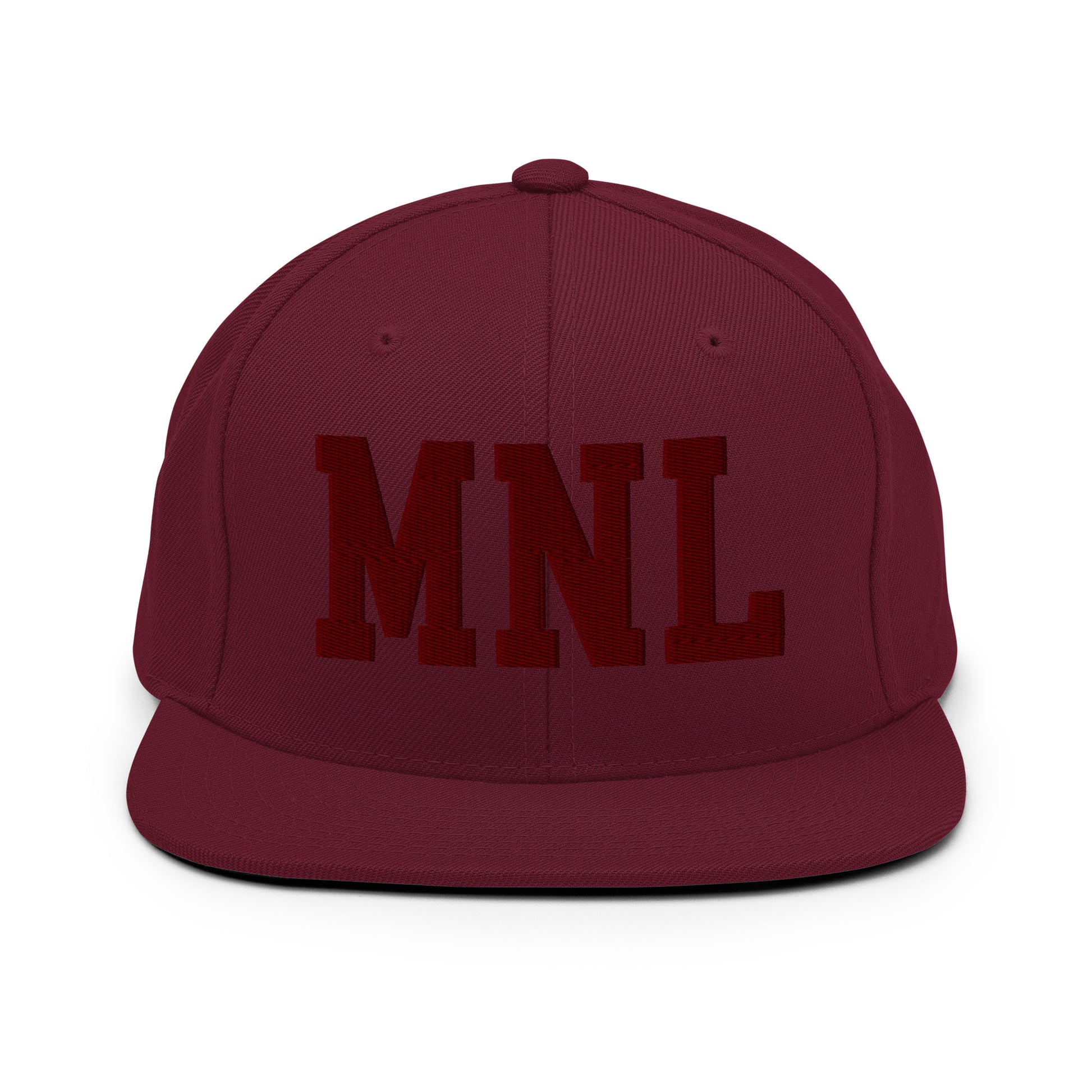 College-Style Snapback Hat • Maroon Embroidery • MNL Manila • YHM Designs - Image 07