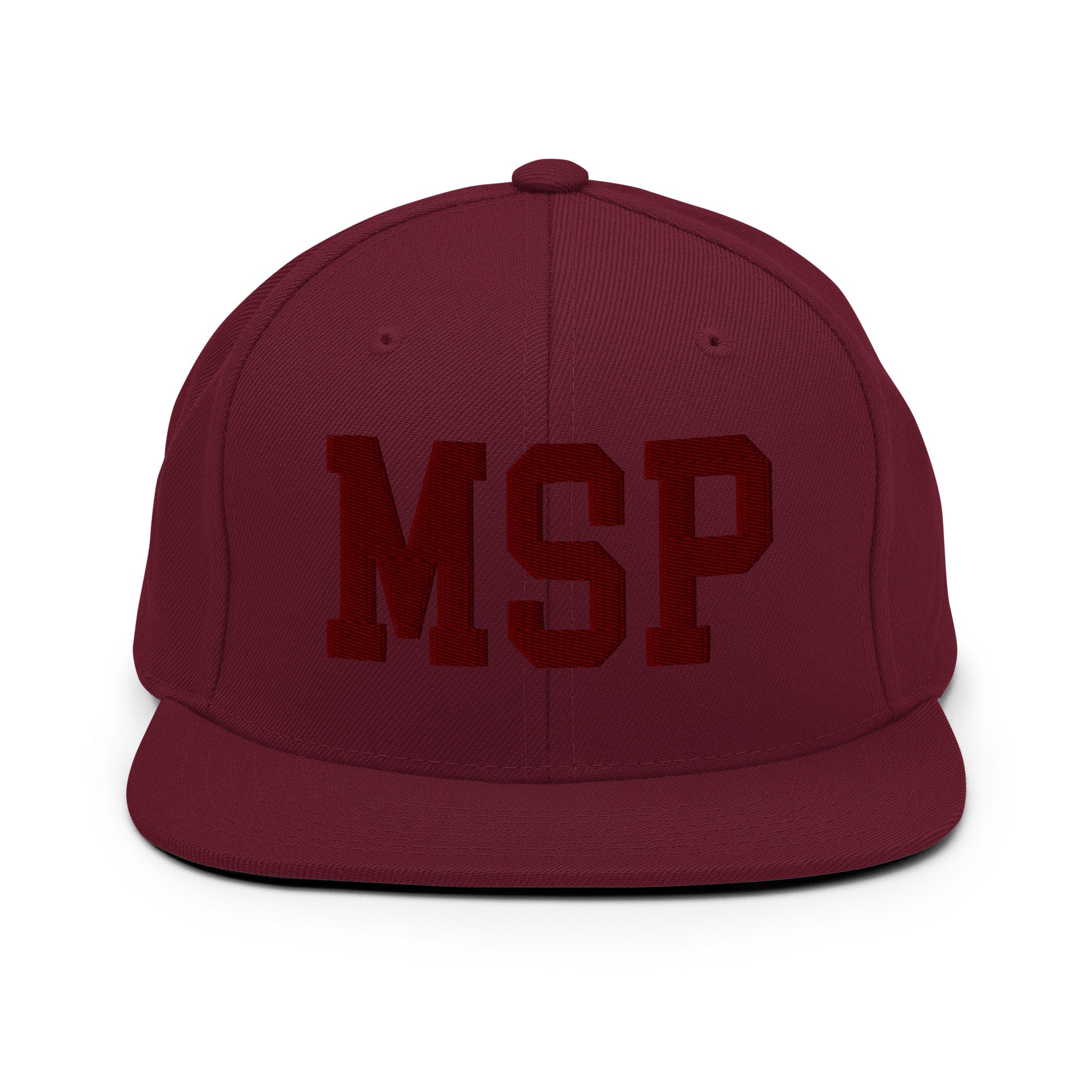 College-Style Snapback Hat • Maroon Embroidery • MSP Minneapolis • YHM Designs - Image 07