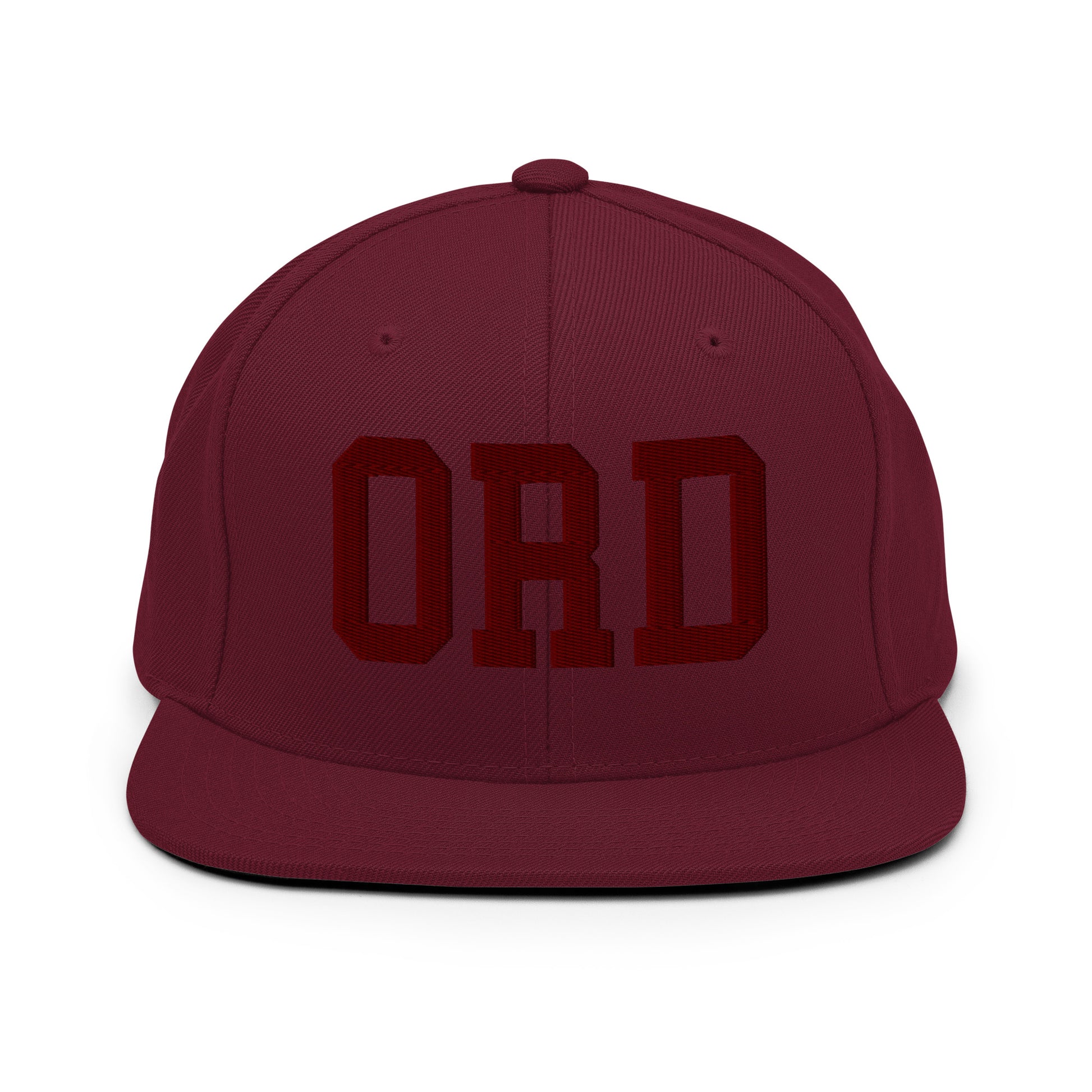 College-Style Snapback Hat • Maroon Embroidery • ORD Chicago • YHM Designs - Image 07