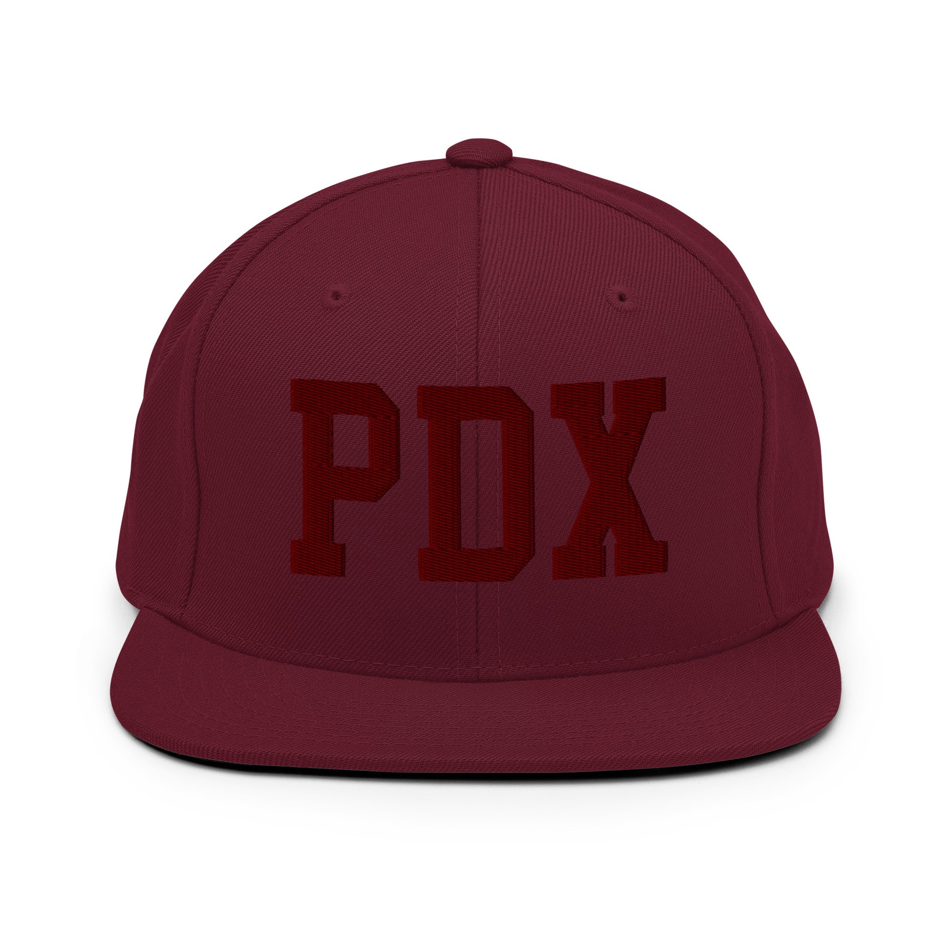 College-Style Snapback Hat • Maroon Embroidery • PDX Portland • YHM Designs - Image 07