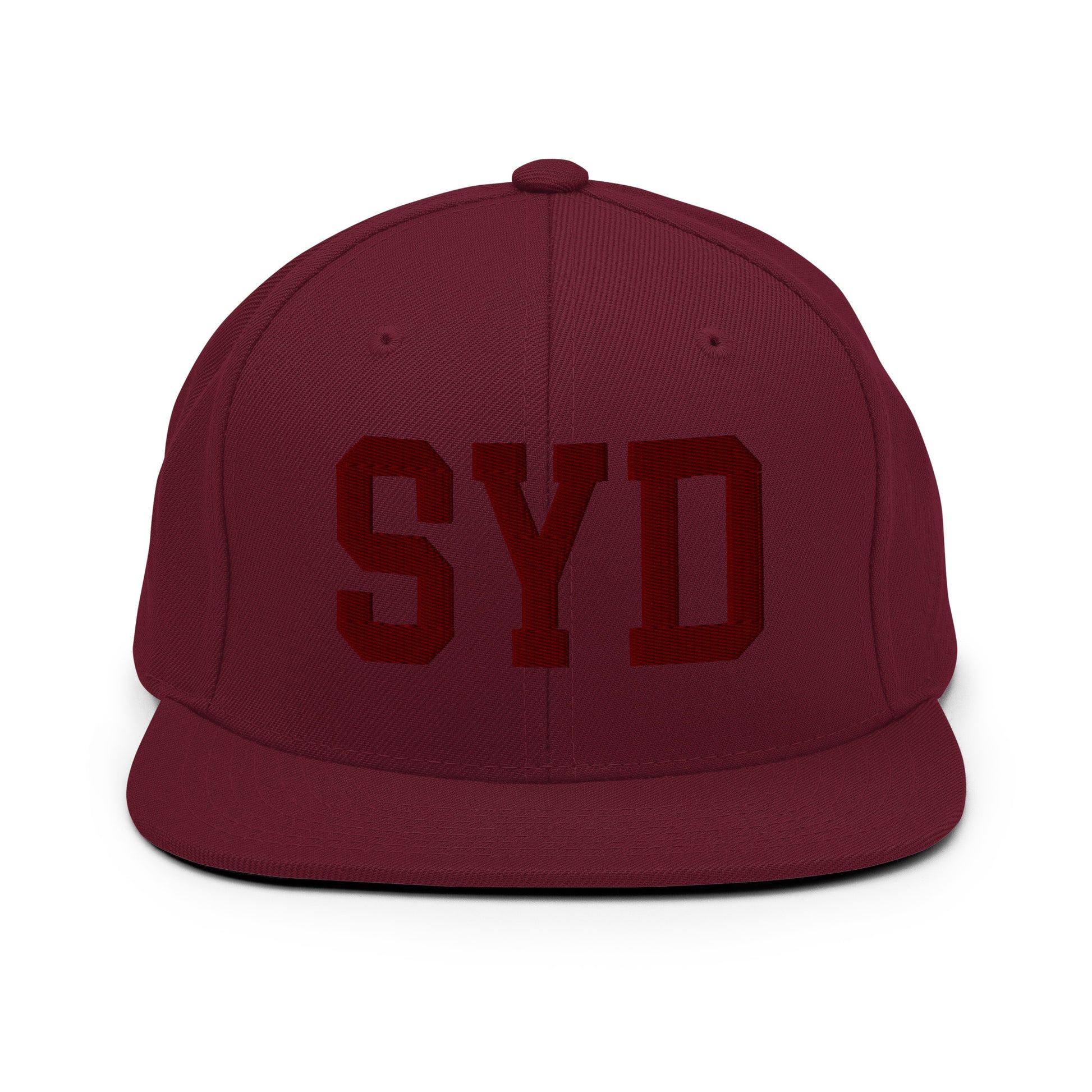 College-Style Snapback Hat • Maroon Embroidery • SYD Sydney • YHM Designs - Image 07