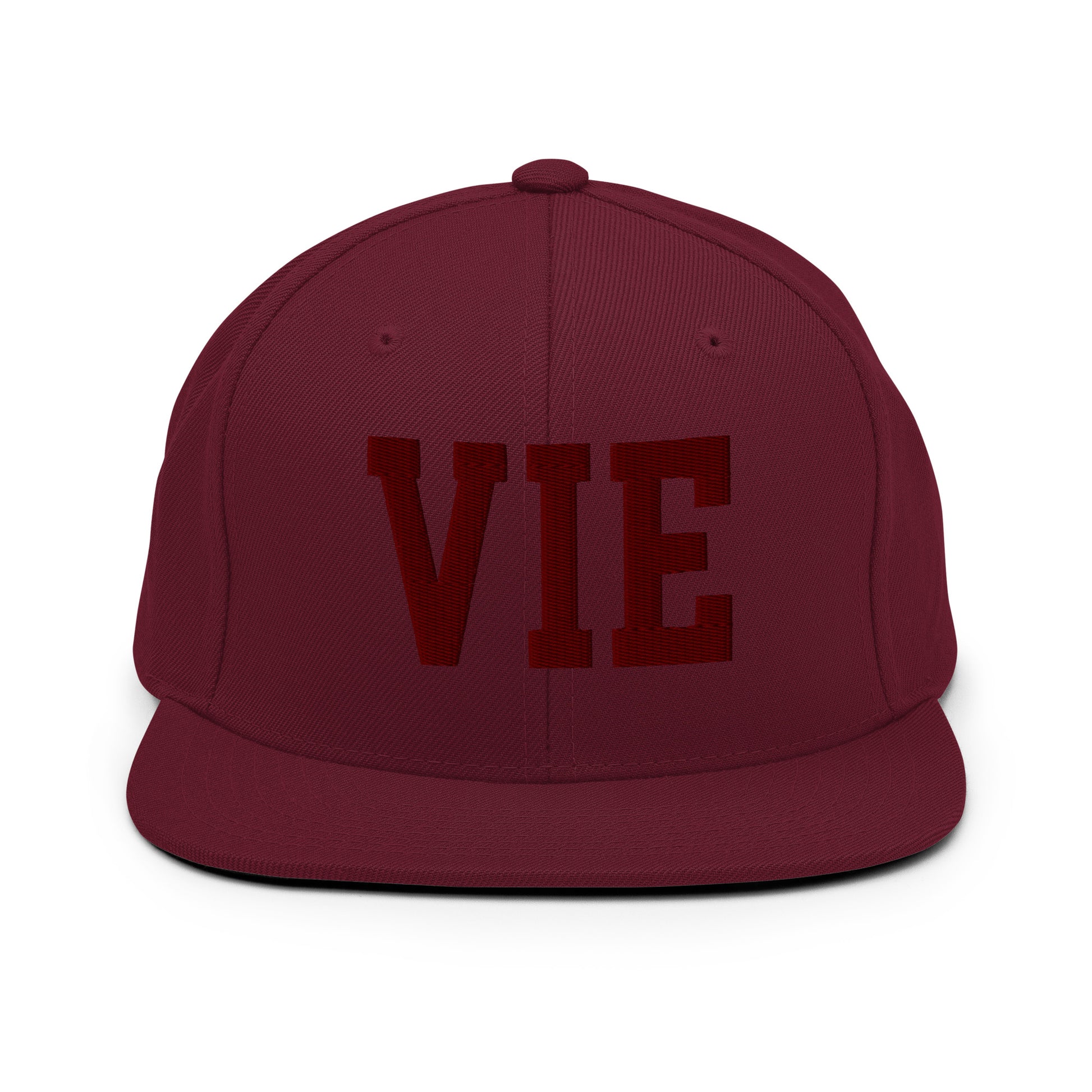 College-Style Snapback Hat • Maroon Embroidery • VIE Vienna • YHM Designs - Image 07