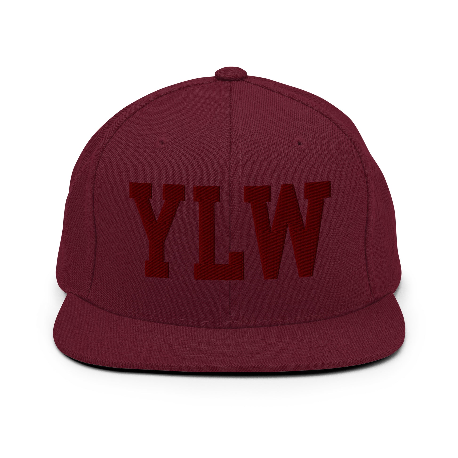 College-Style Snapback Hat • Maroon Embroidery • YLW Kelowna • YHM Designs - Image 07
