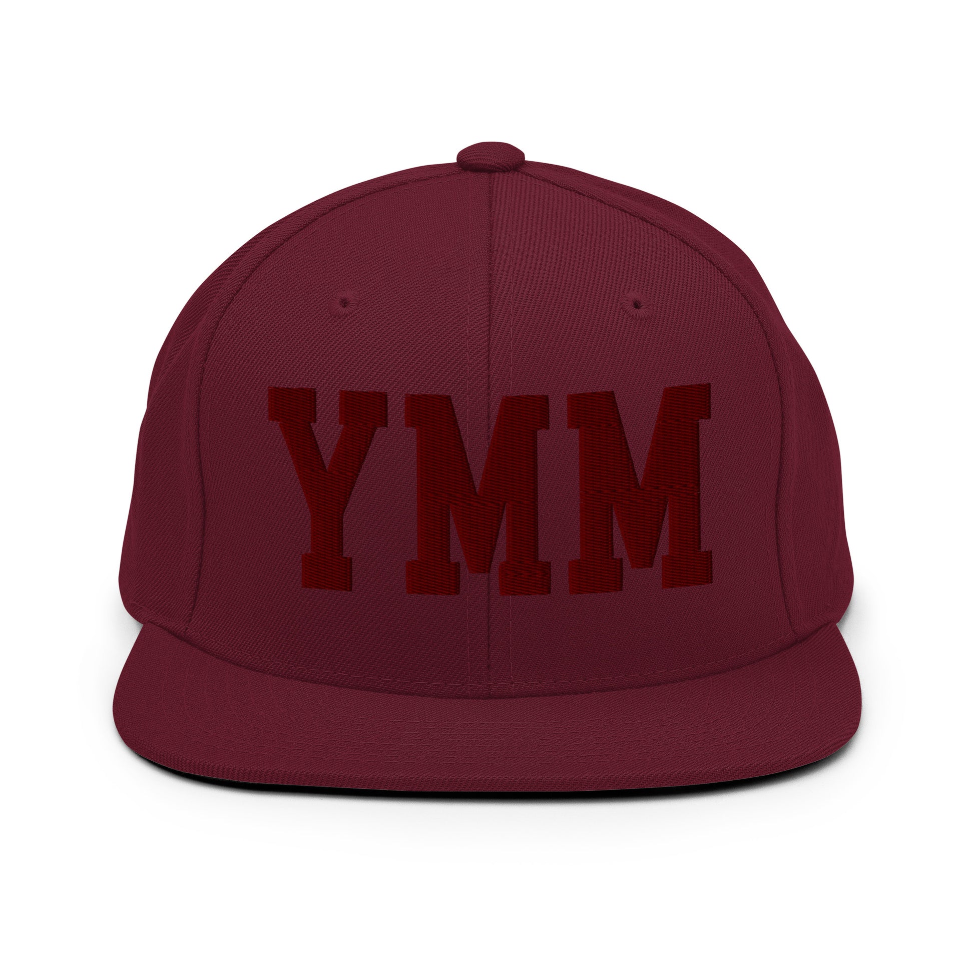 College-Style Snapback Hat • Maroon Embroidery • YMM Fort McMurray • YHM Designs - Image 07