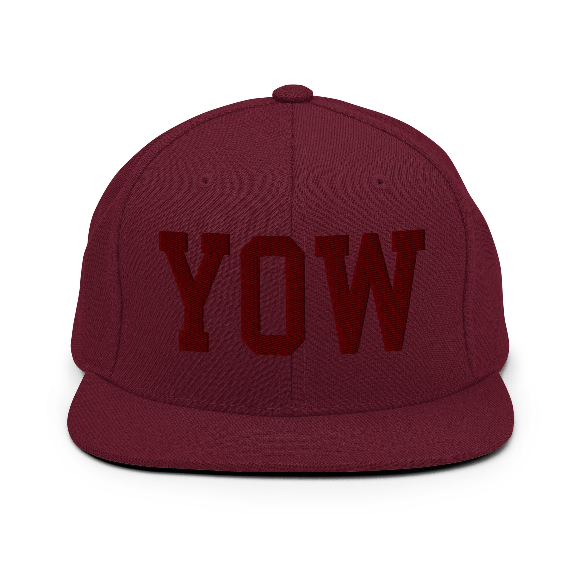 College-Style Snapback Hat • Maroon Embroidery • YOW Ottawa • YHM Designs - Image 07