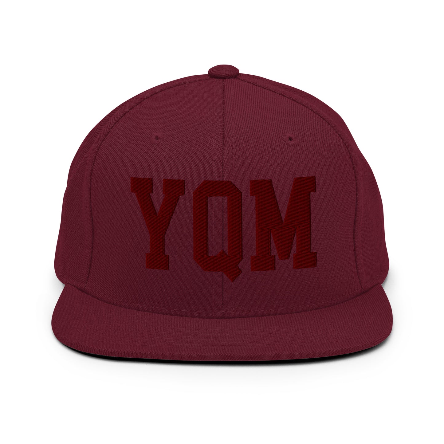 College-Style Snapback Hat • Maroon Embroidery • YQM Moncton • YHM Designs - Image 07
