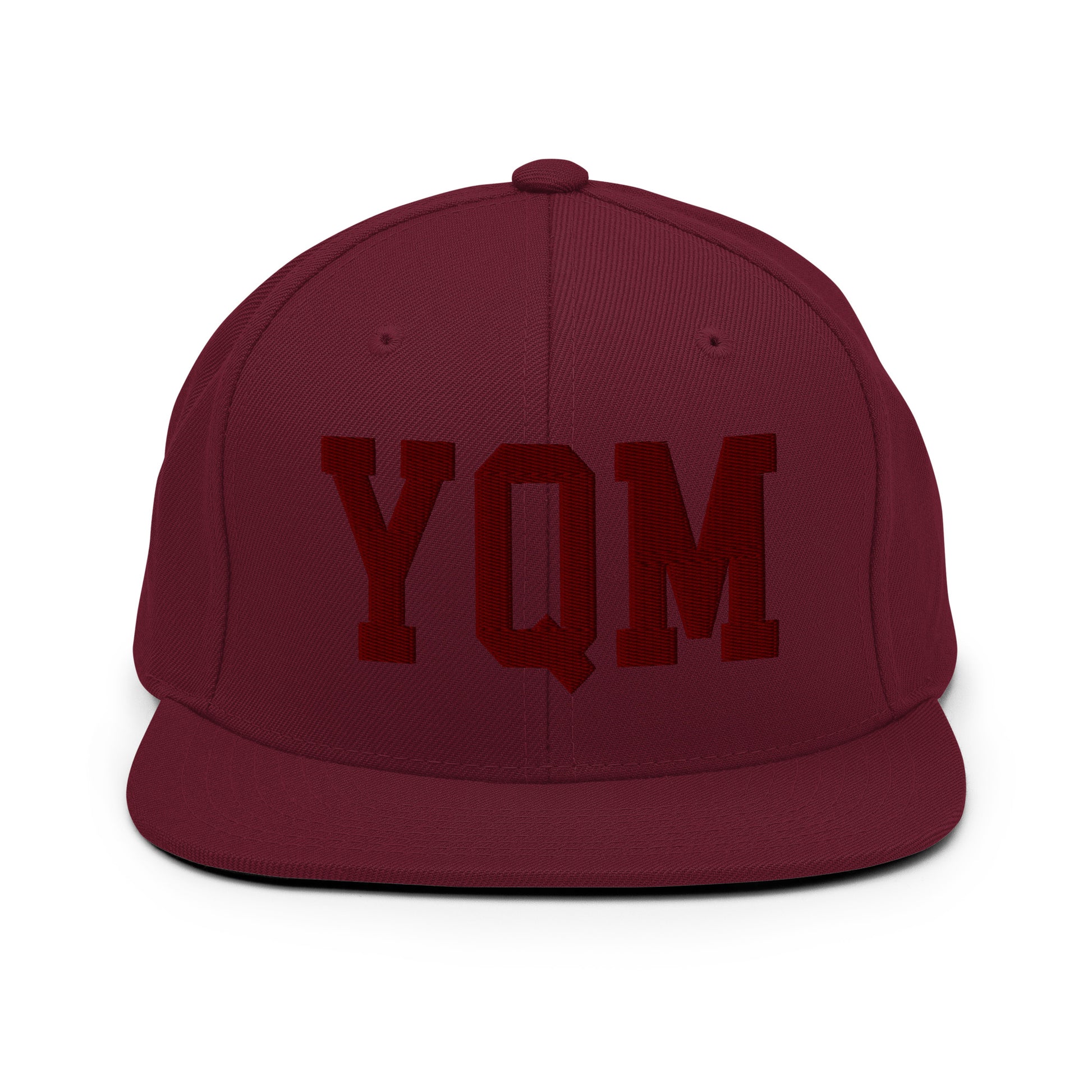 College-Style Snapback Hat • Maroon Embroidery • YQM Moncton • YHM Designs - Image 07