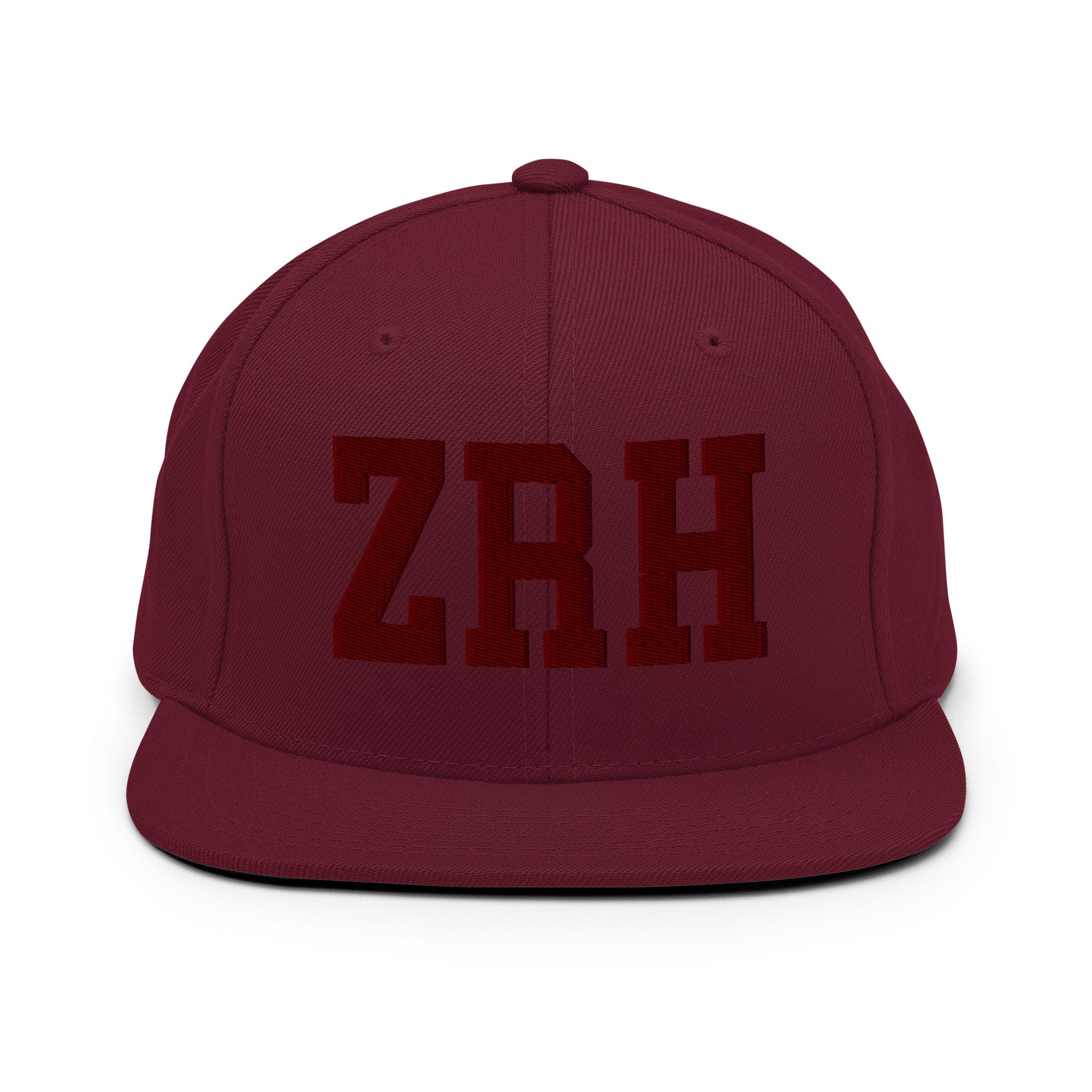 College-Style Snapback Hat • Maroon Embroidery • ZRH Zurich • YHM Designs - Image 07
