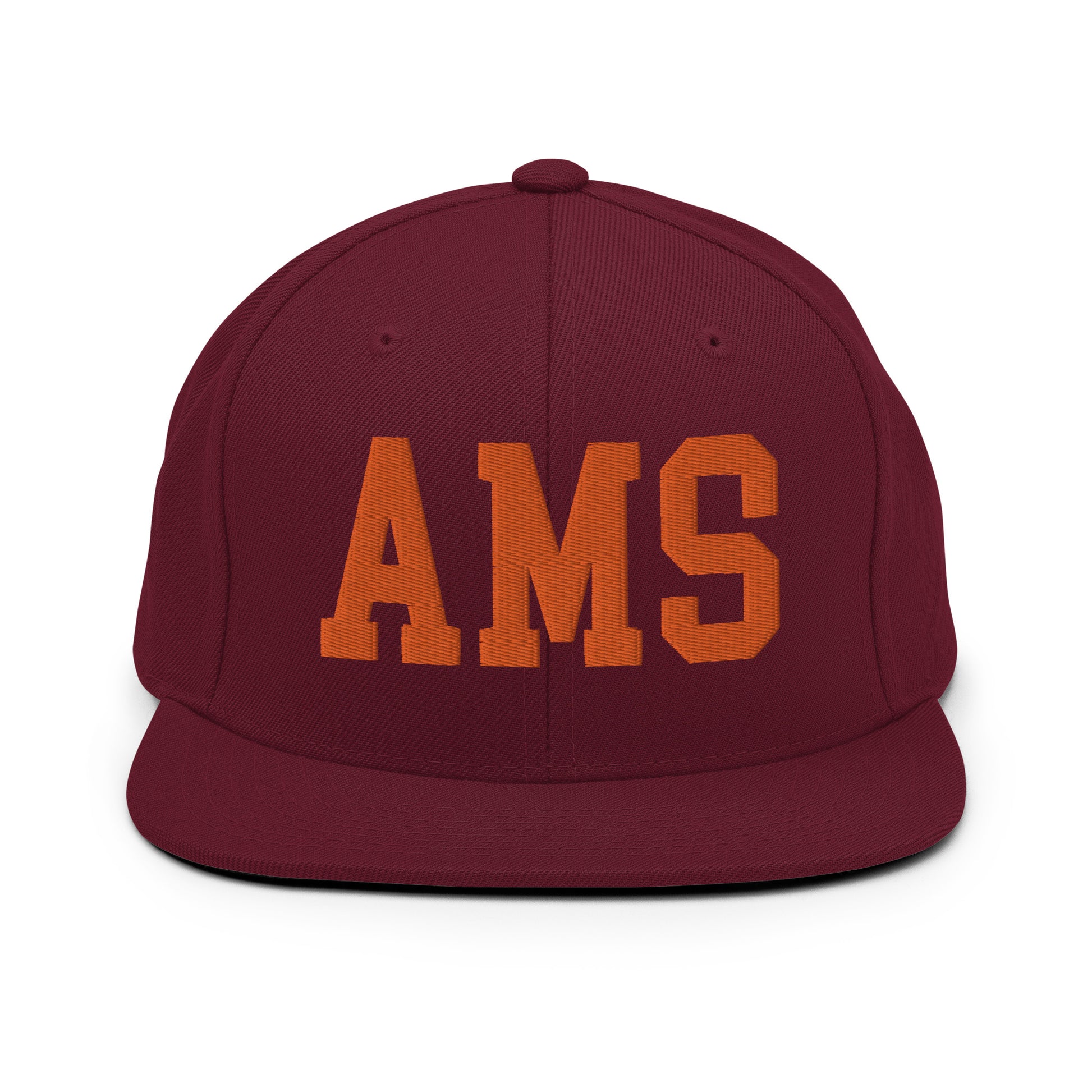 College-Style Classic Snapback Hat • Orange • AMS Amsterdam • YHM Designs - Image 11