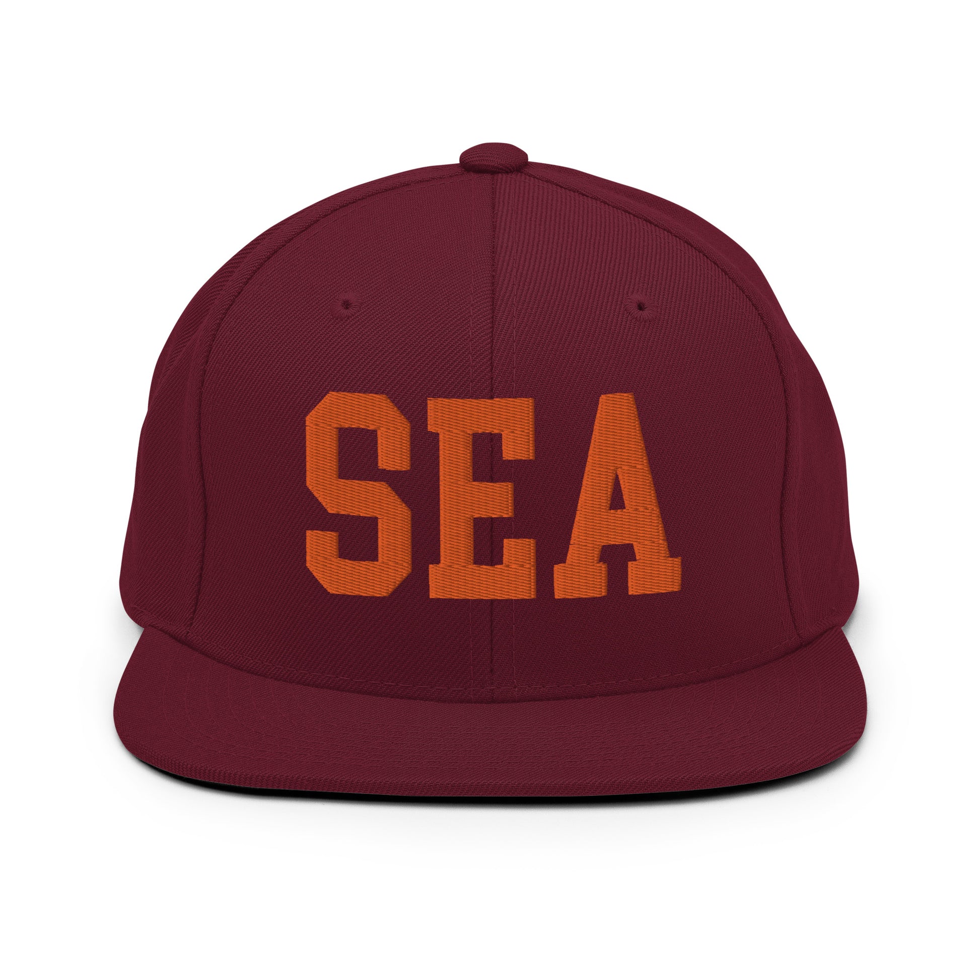 College-Style Classic Snapback Hat • Orange • SEA Seattle • YHM Designs - Image 11