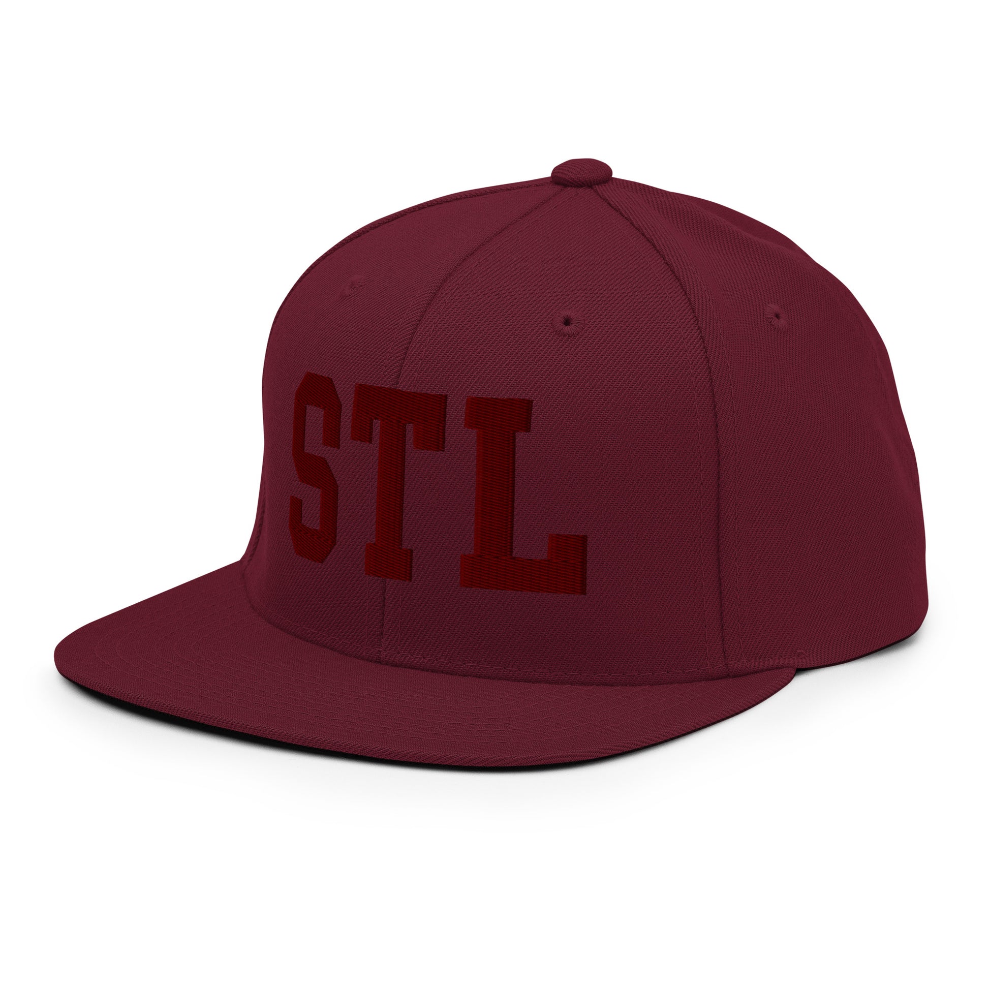 College-Style Snapback Hat • Maroon Embroidery • STL St. Louis • YHM Designs - Image 01