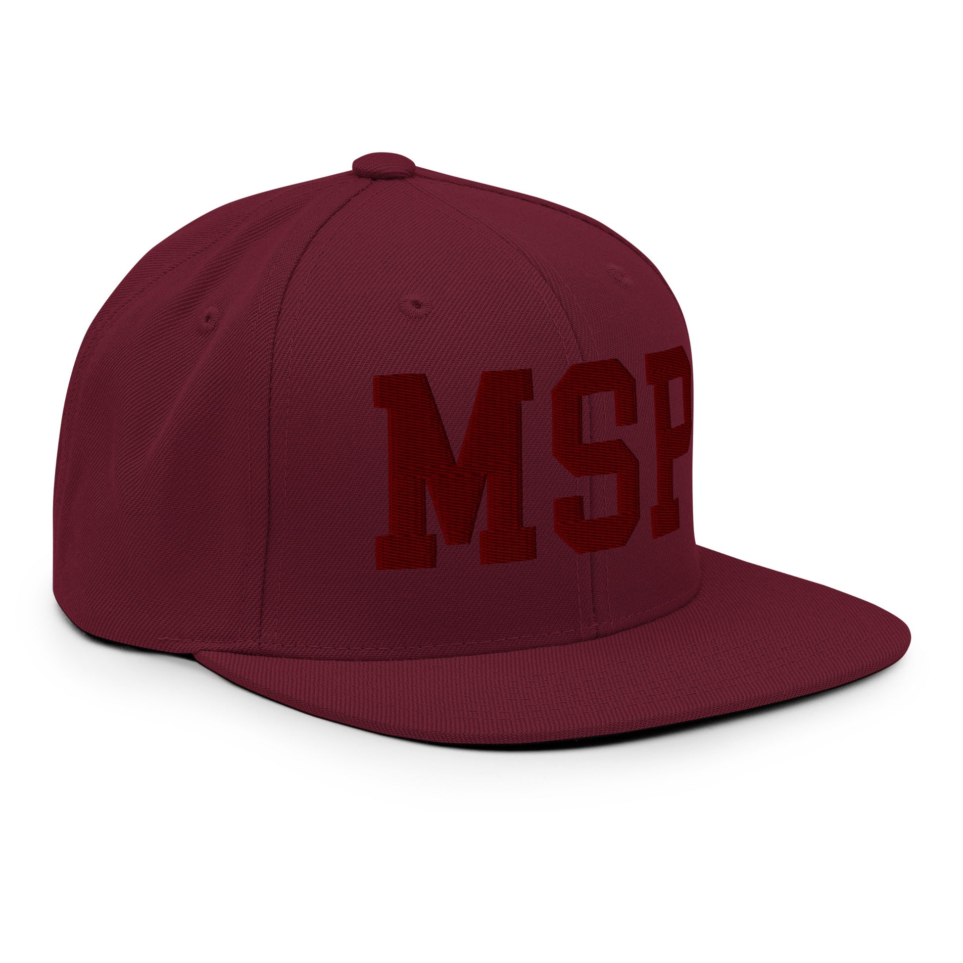 College-Style Snapback Hat • Maroon Embroidery • MSP Minneapolis • YHM Designs - Image 10
