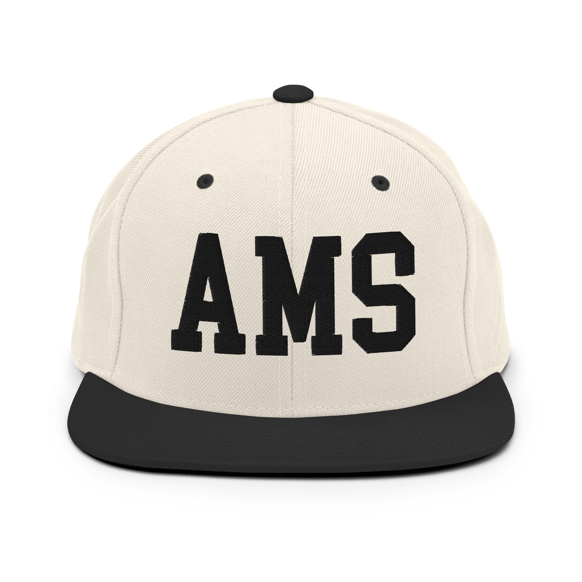 College-Style Classic Snapback Hat • Black • AMS Amsterdam • YHM Designs - Image 31
