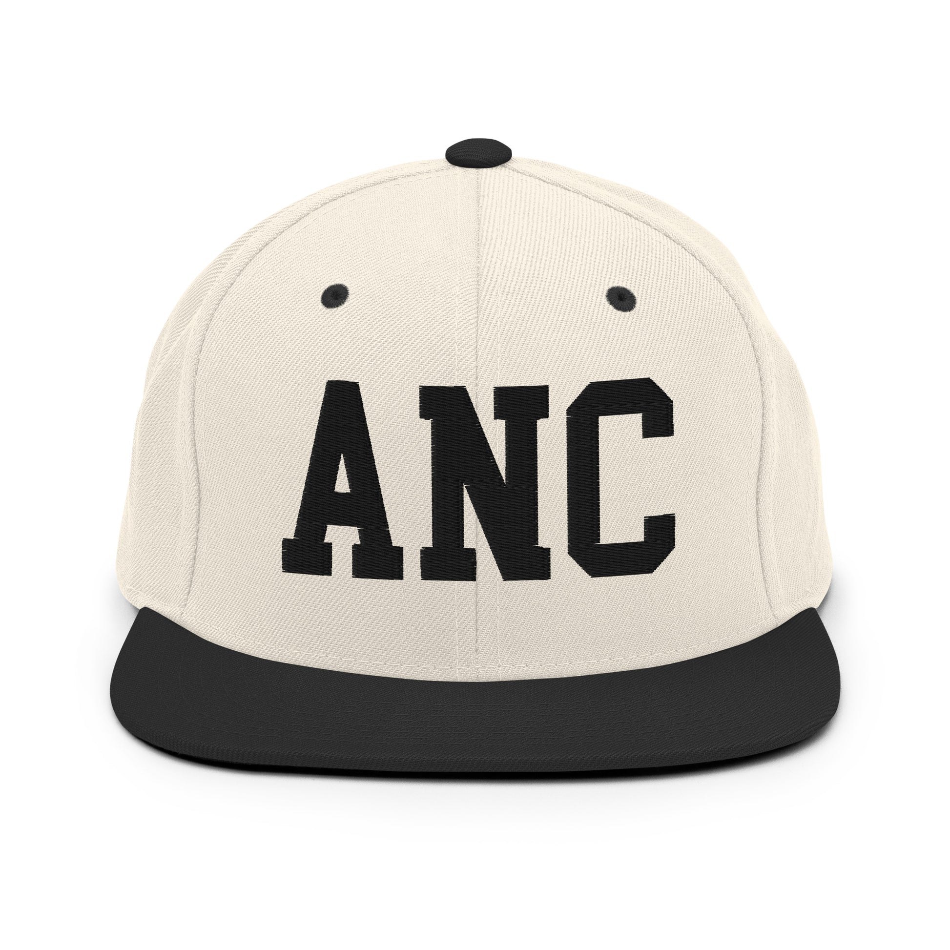College-Style Classic Snapback Hat • Black • ANC Anchorage Souvenir • YHM Designs - Image 31