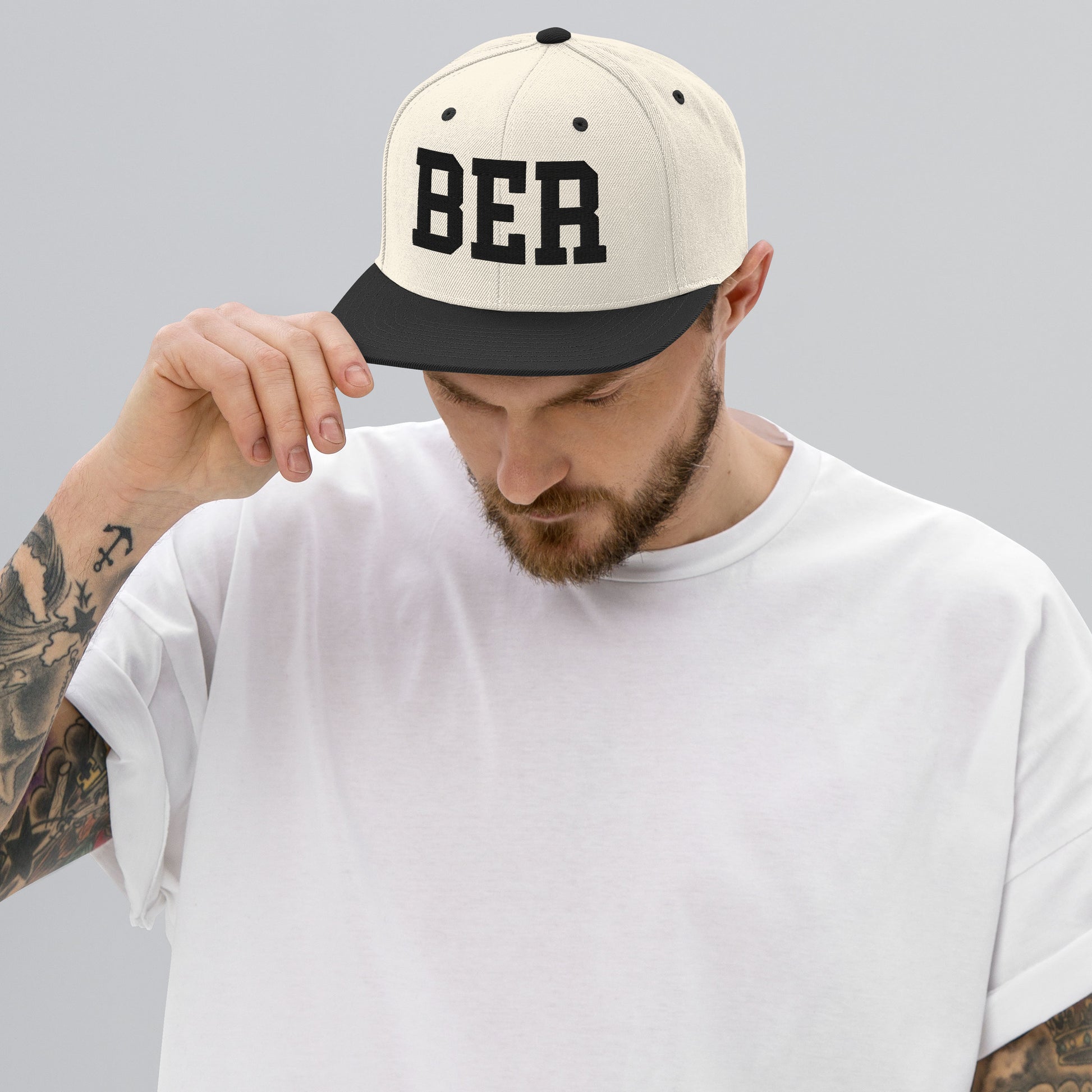 College-Style Classic Snapback Hat • Black • BER Berlin • YHM Designs - Image 06