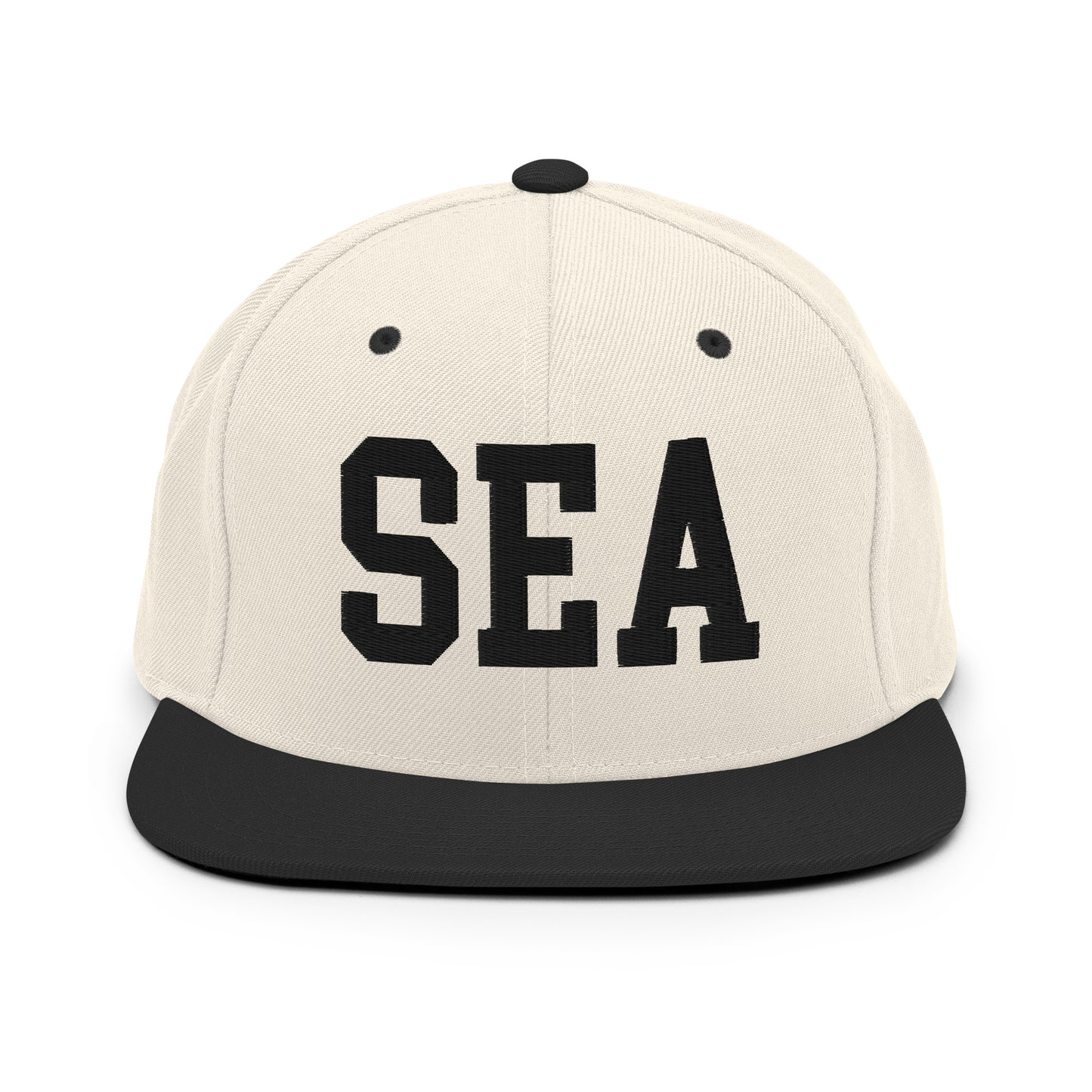 College-Style Classic Snapback Hat • Black • SEA Seattle • YHM Designs - Image 31