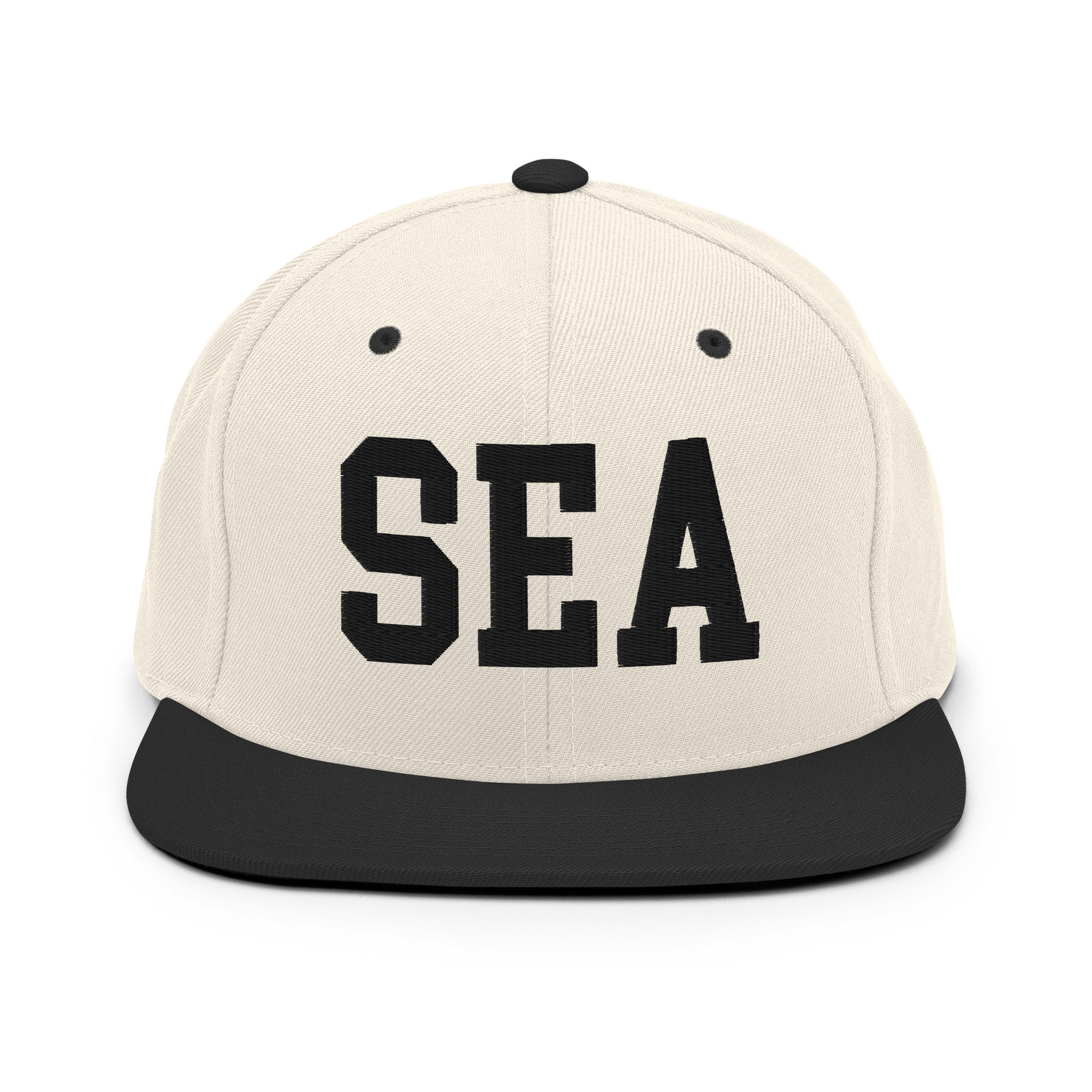 College-Style Classic Snapback Hat • Black • SEA Seattle • YHM Designs - Image 31