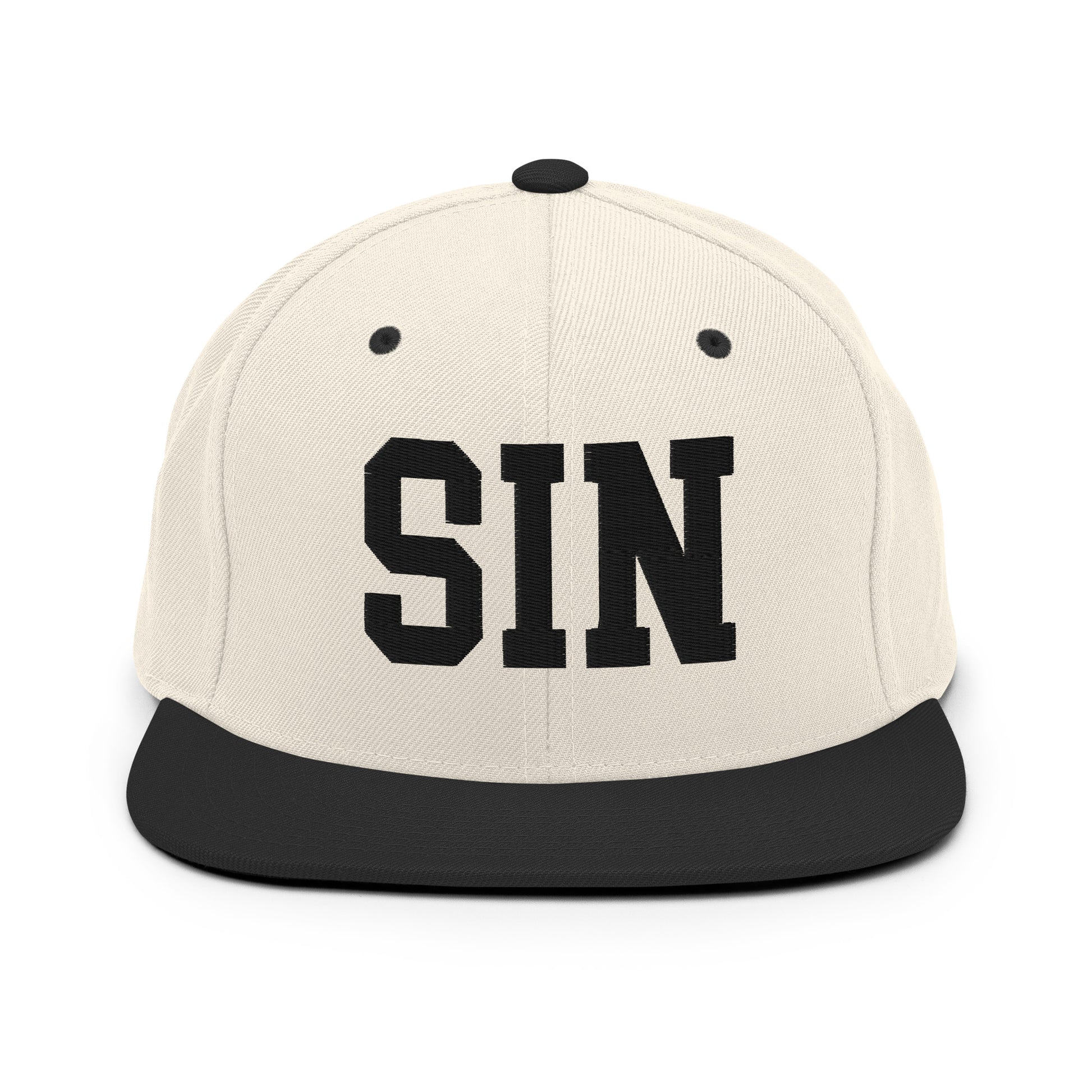 College-Style Classic Snapback Hat • Black • SIN Singapore Souvenir • YHM Designs - Image 31