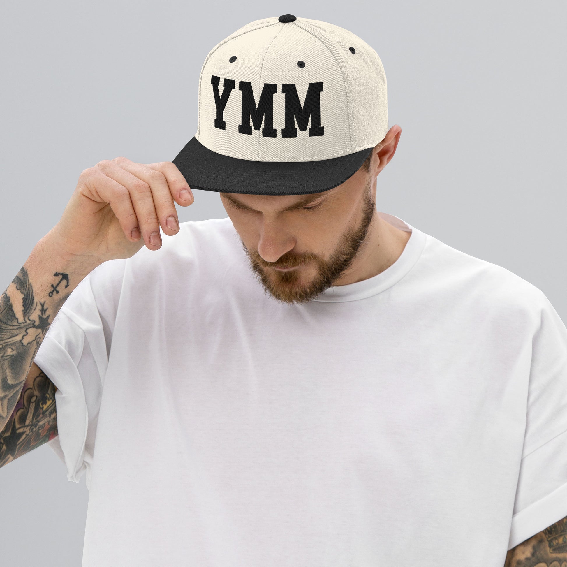 College-Style Classic Snapback Hat • Black • YMM Fort McMurray • YHM Designs - Image 06