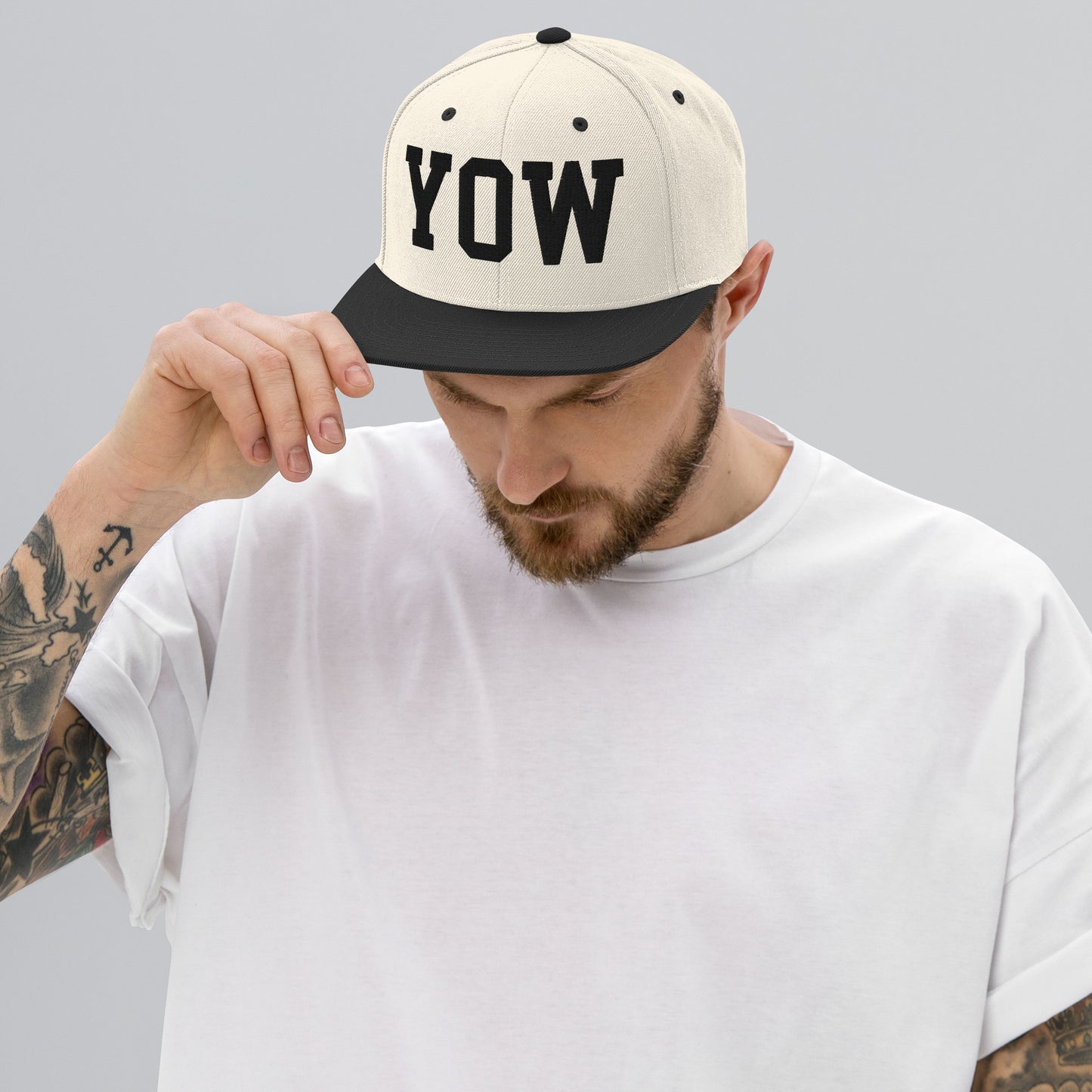 College-Style Classic Snapback Hat • Black • YOW Ottawa Souvenir • YHM Designs - Image 06