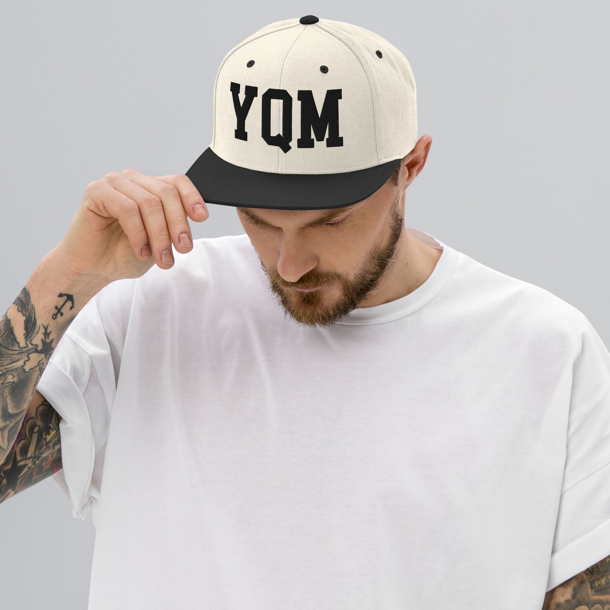 College-Style Classic Snapback Hat • Black • YQM Moncton • YHM Designs - Image 06