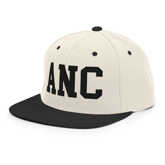 College-Style Classic Snapback Hat • Black • ANC Anchorage • YHM Designs - Image 01