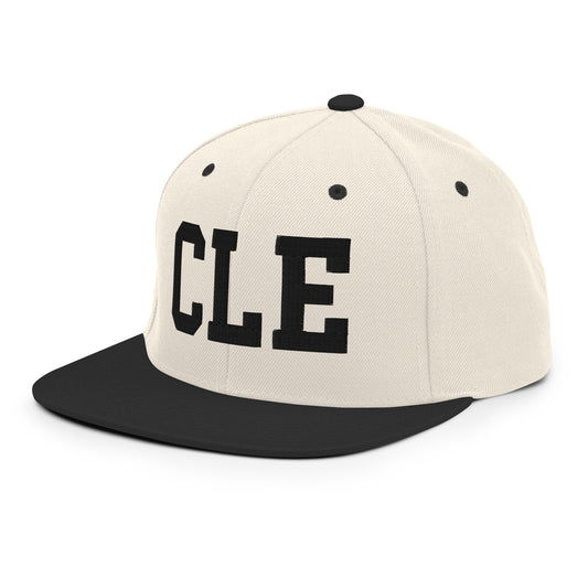 College-Style Classic Snapback Hat • Black • CLE Cleveland • YHM Designs - Image 01