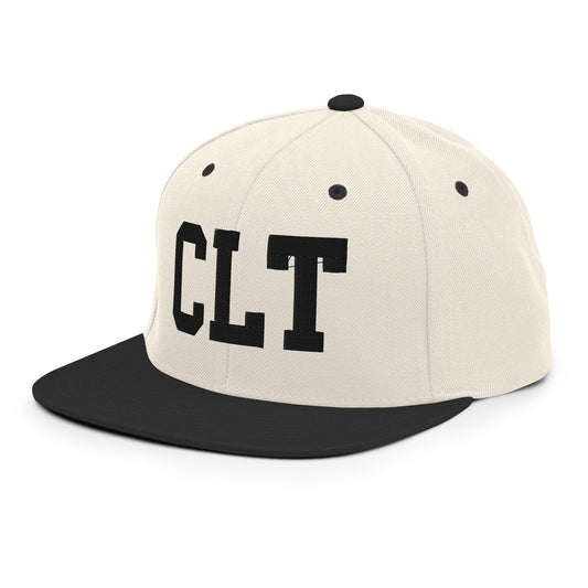 College-Style Classic Snapback Hat • Black • CLT Charlotte • YHM Designs - Image 01