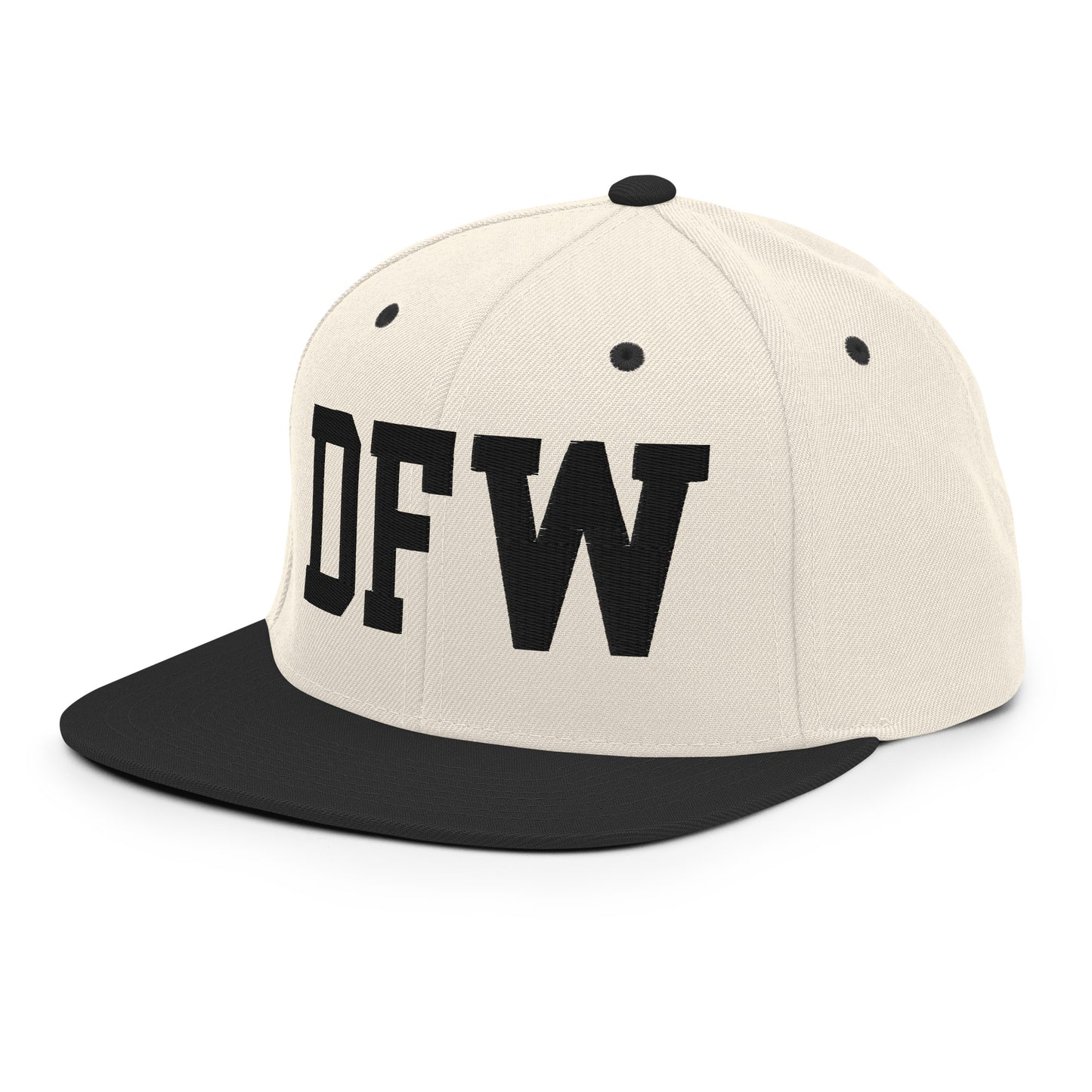 College-Style Classic Snapback Hat • Black • DFW Dallas Souvenir • YHM Designs - Image 01