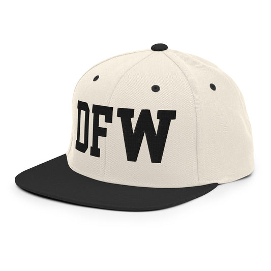 College-Style Classic Snapback Hat • Black • DFW Dallas • YHM Designs - Image 01