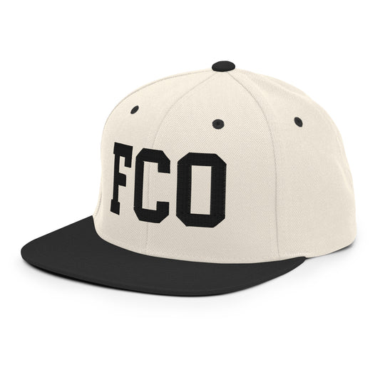 College-Style Classic Snapback Hat • Black • FCO Rome • YHM Designs - Image 01