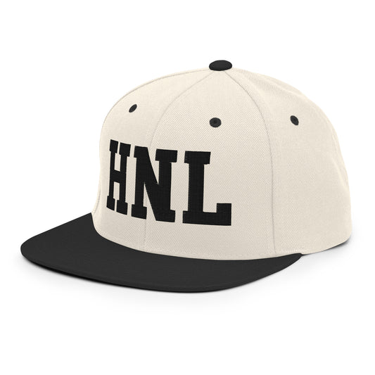 College-Style Classic Snapback Hat • Black • HNL Honolulu • YHM Designs - Image 01