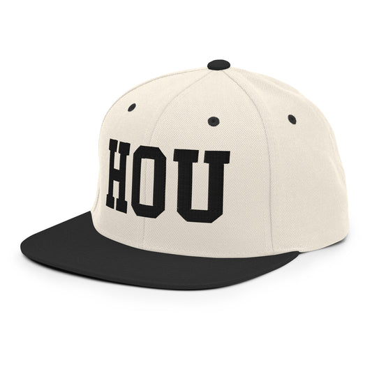 College-Style Classic Snapback Hat • Black • HOU Houston • YHM Designs - Image 01