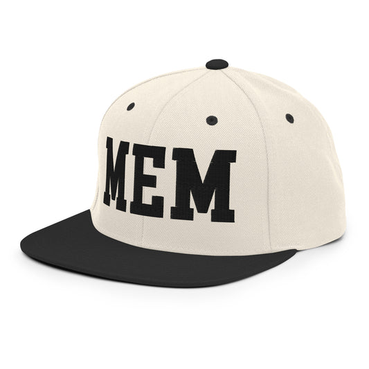 College-Style Classic Snapback Hat • Black • MEM Memphis • YHM Designs - Image 01
