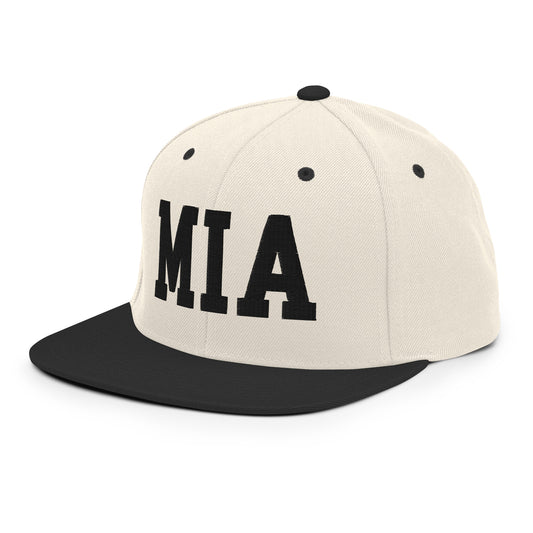 College-Style Classic Snapback Hat • Black • MIA Miami • YHM Designs - Image 01