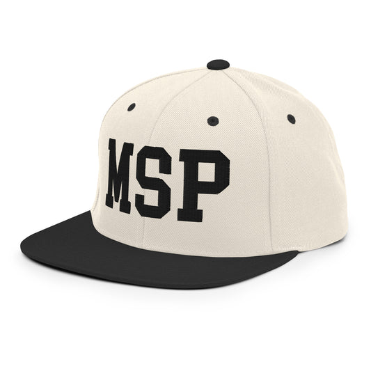 College-Style Classic Snapback Hat • Black • MSP Minneapolis • YHM Designs - Image 01
